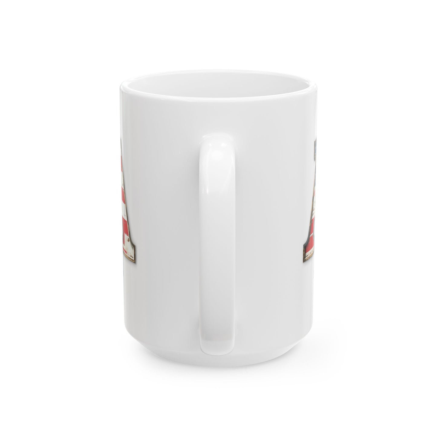 White Patriotic Mug – Letter A with USA Flag – Custom Name Ava Gift