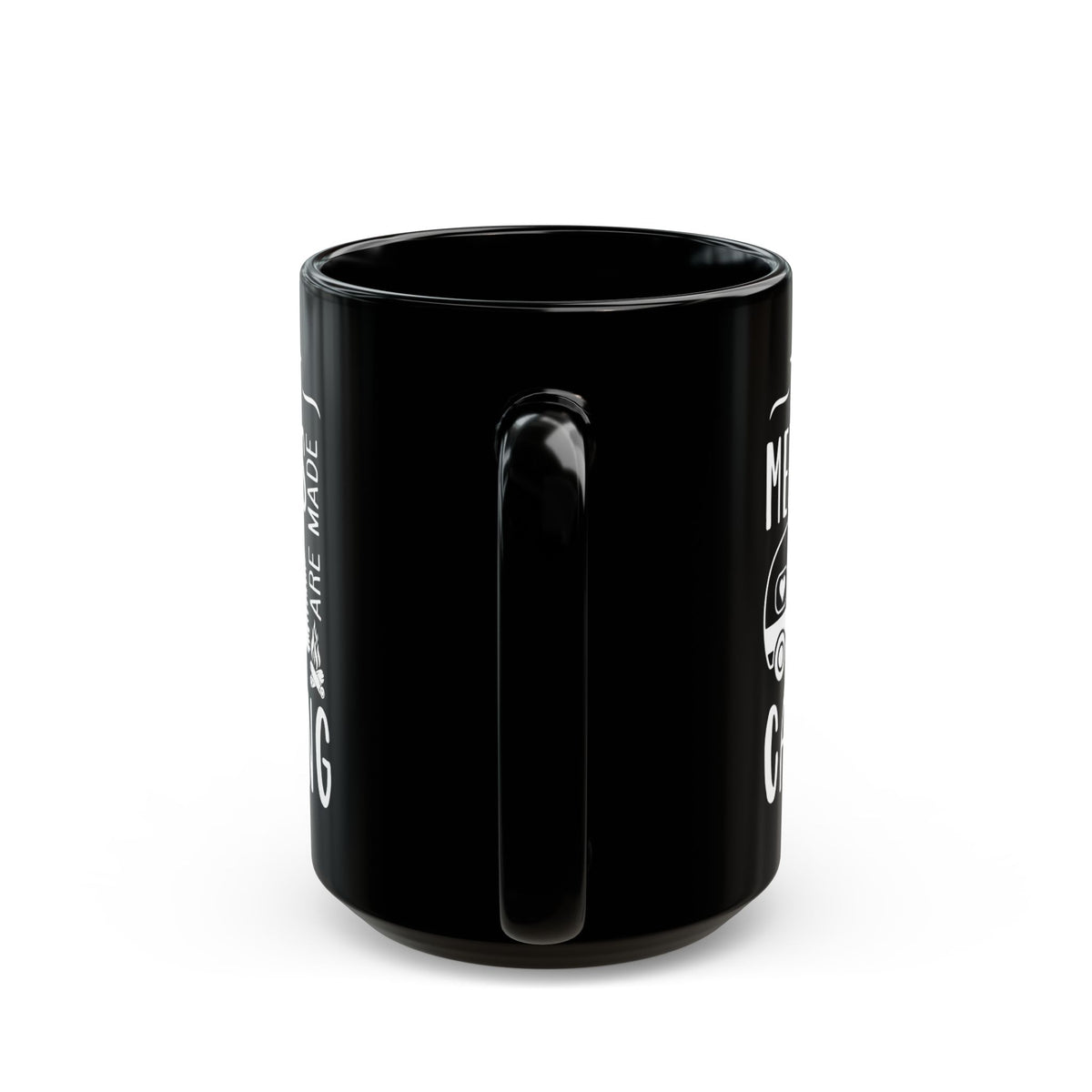 Minimalist Black Camping Design Ceramic Mug, (11oz, 15oz)