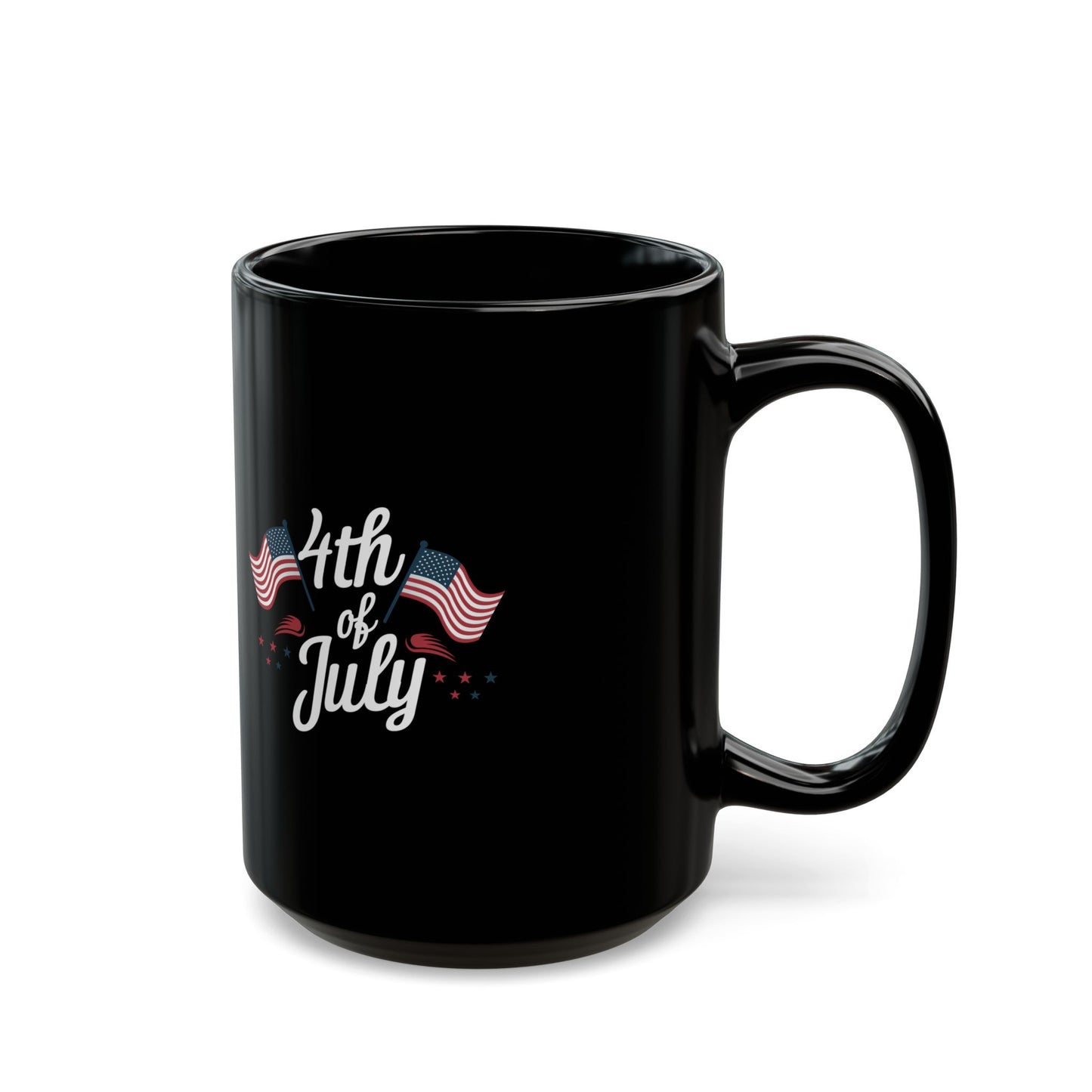 4th of July Mug – Patriotic Black Coffee Cup with American Flag Design