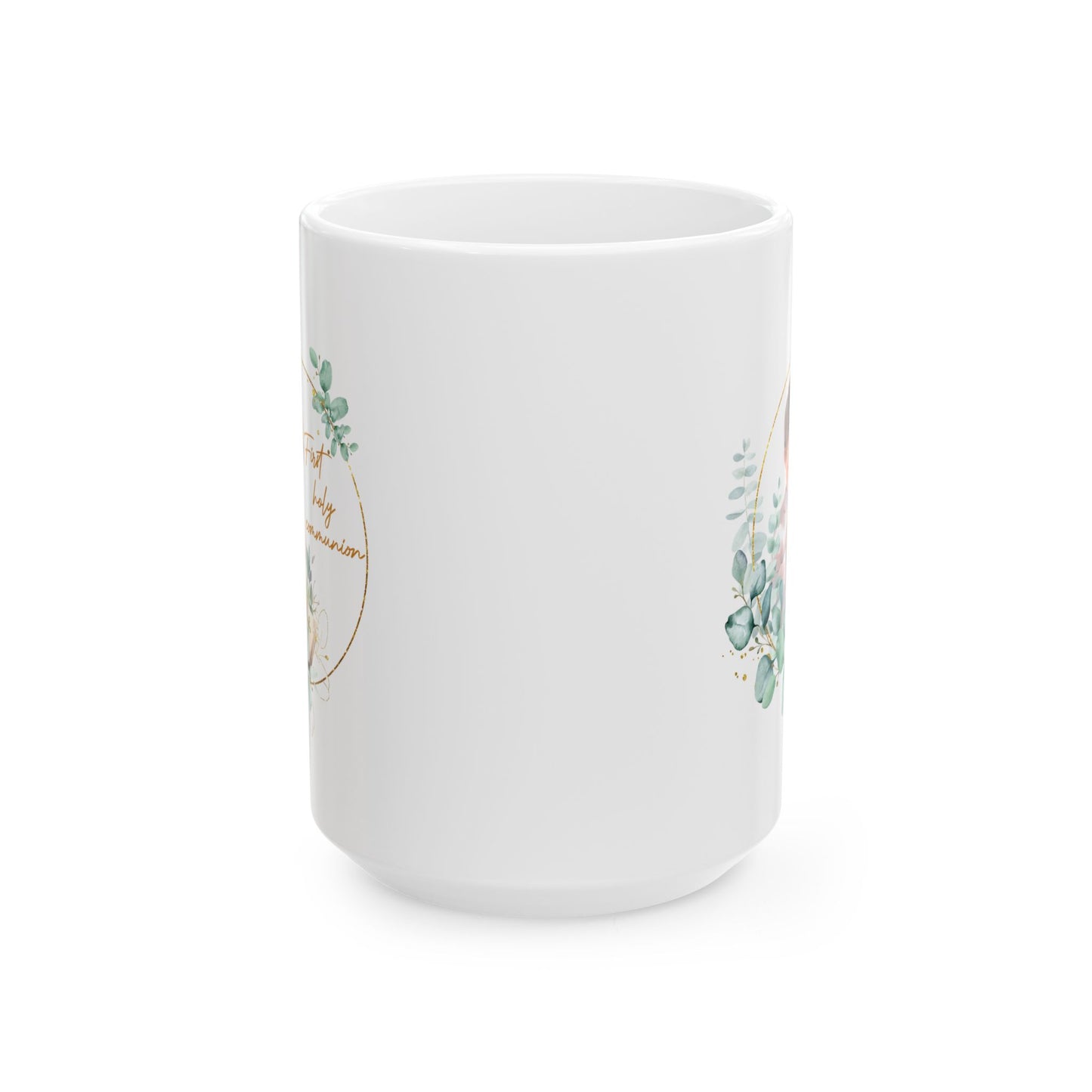 First Communion Mug for Boy – Elegant Eucalyptus Prayer Design