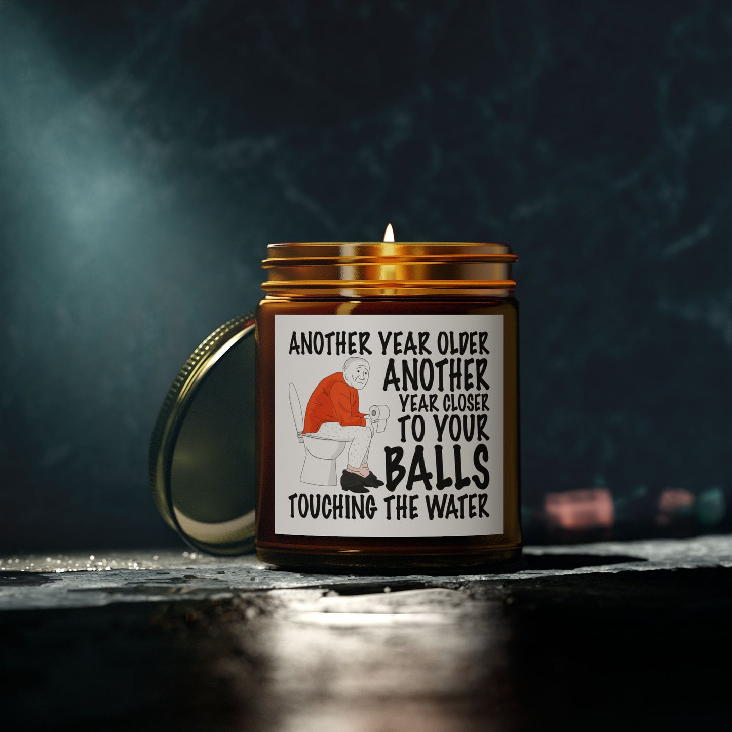 Another Year Older Another Year Closer To Your Balls Touching The Water Scented Candles, Coconut Apricot Wax (4oz, 9oz)