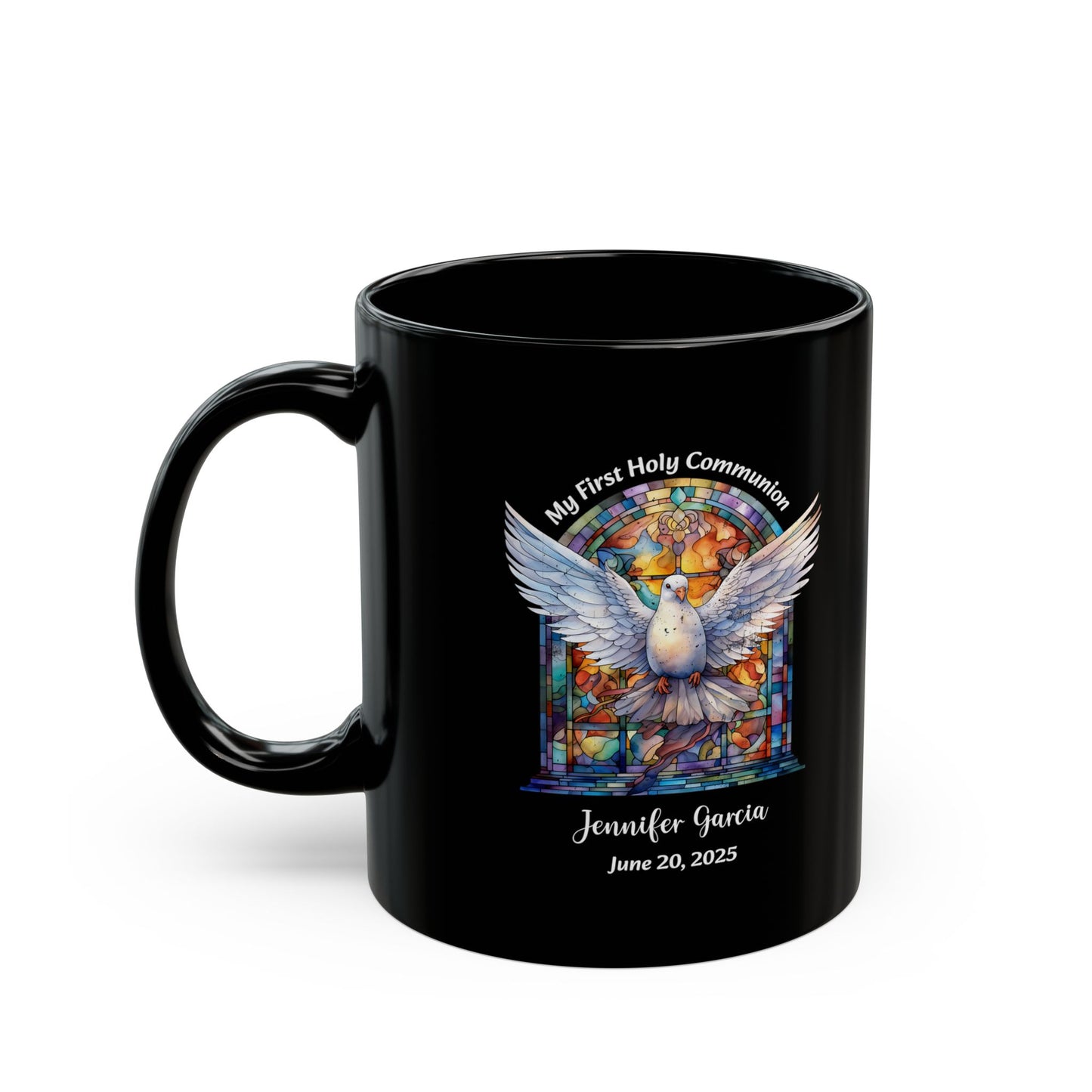 Black First Communion Mug – Personalized Gift for Girl