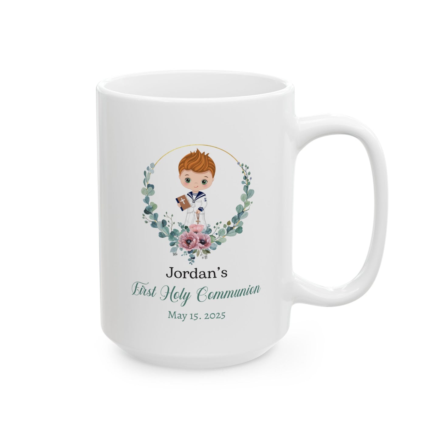Jordan's First Holy Communion Mug – Custom Gift for May 15, 2025
