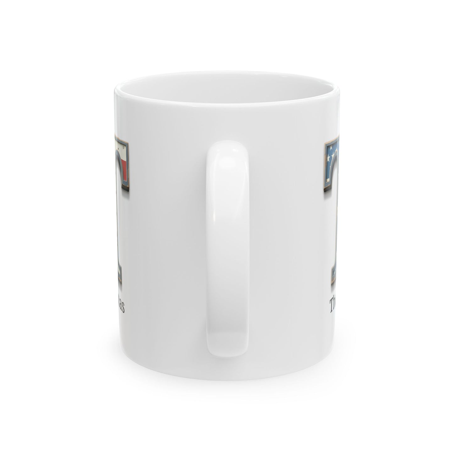 White American Flag Mug with Letter T and Name Thomas Personalized Patriotic Coffee Cup Gift for Men Veterans or Proud Americans
