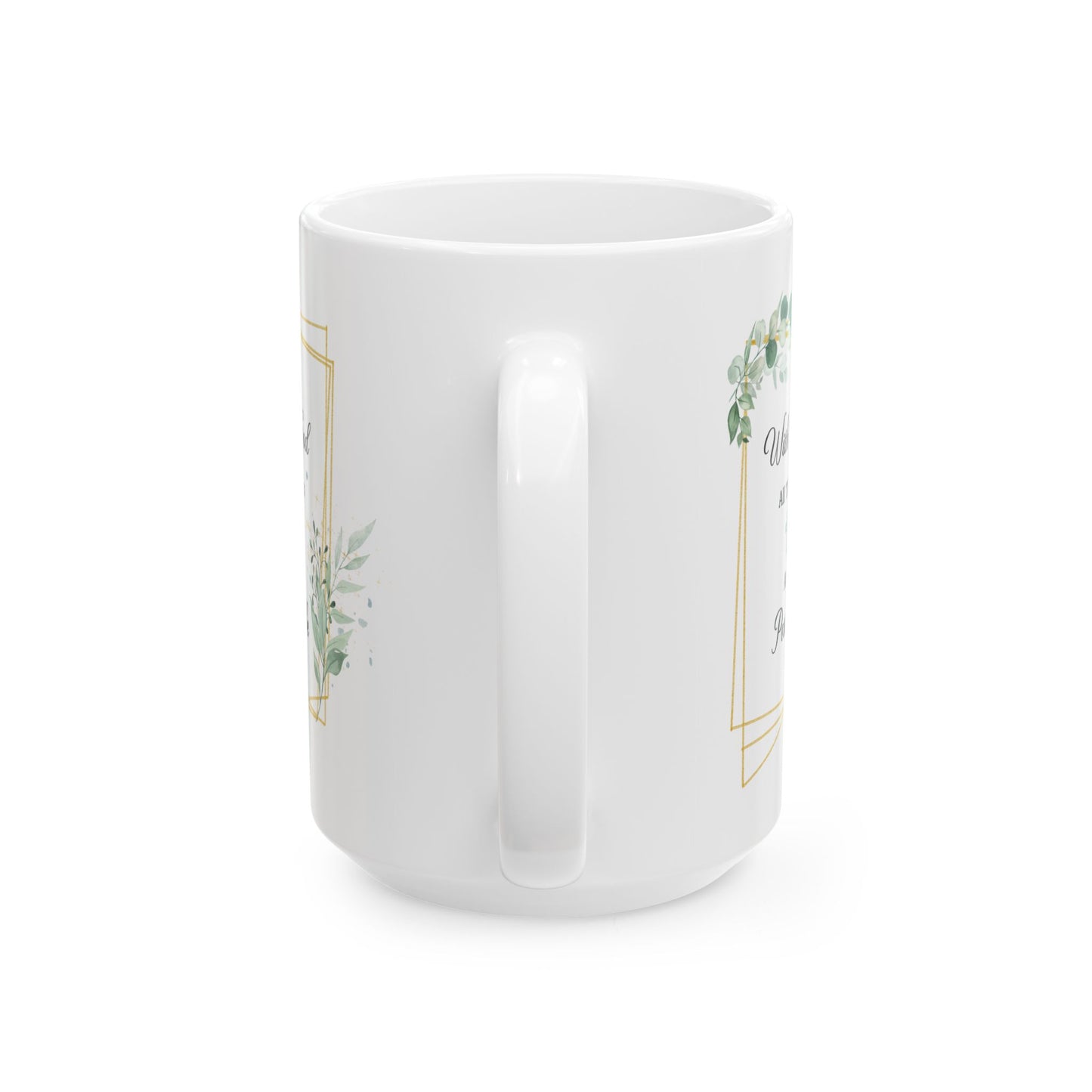 With God All Things Are Possible – White Floral Faith Mug