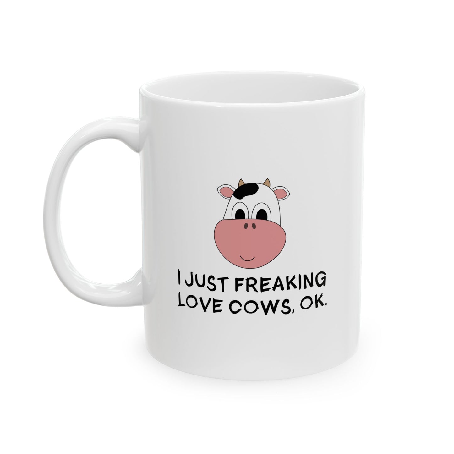 Funny Cow Mug – Cute White Coffee Cup with Cartoon Cow Face