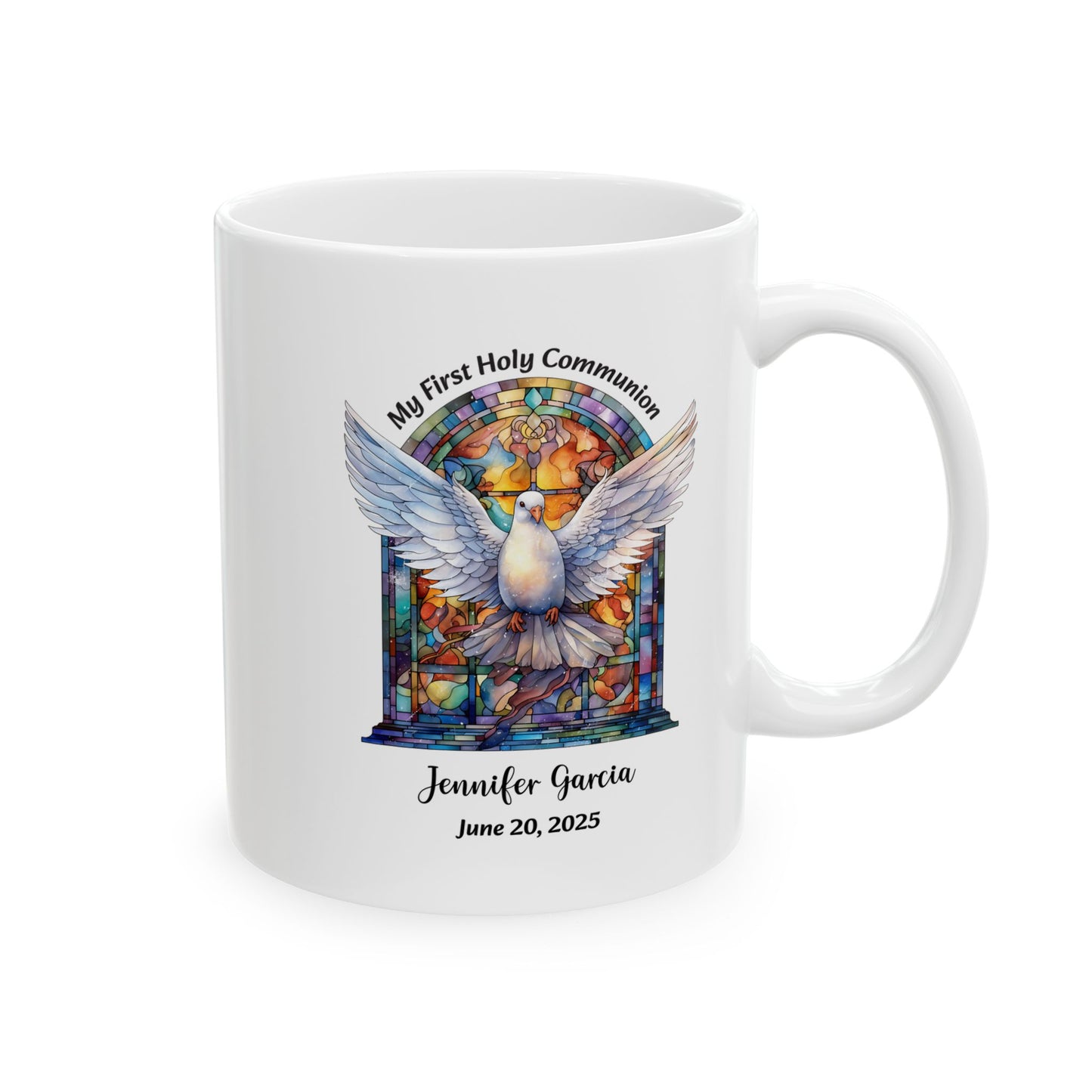 Black First Communion Mug – Personalized Gift for Girl