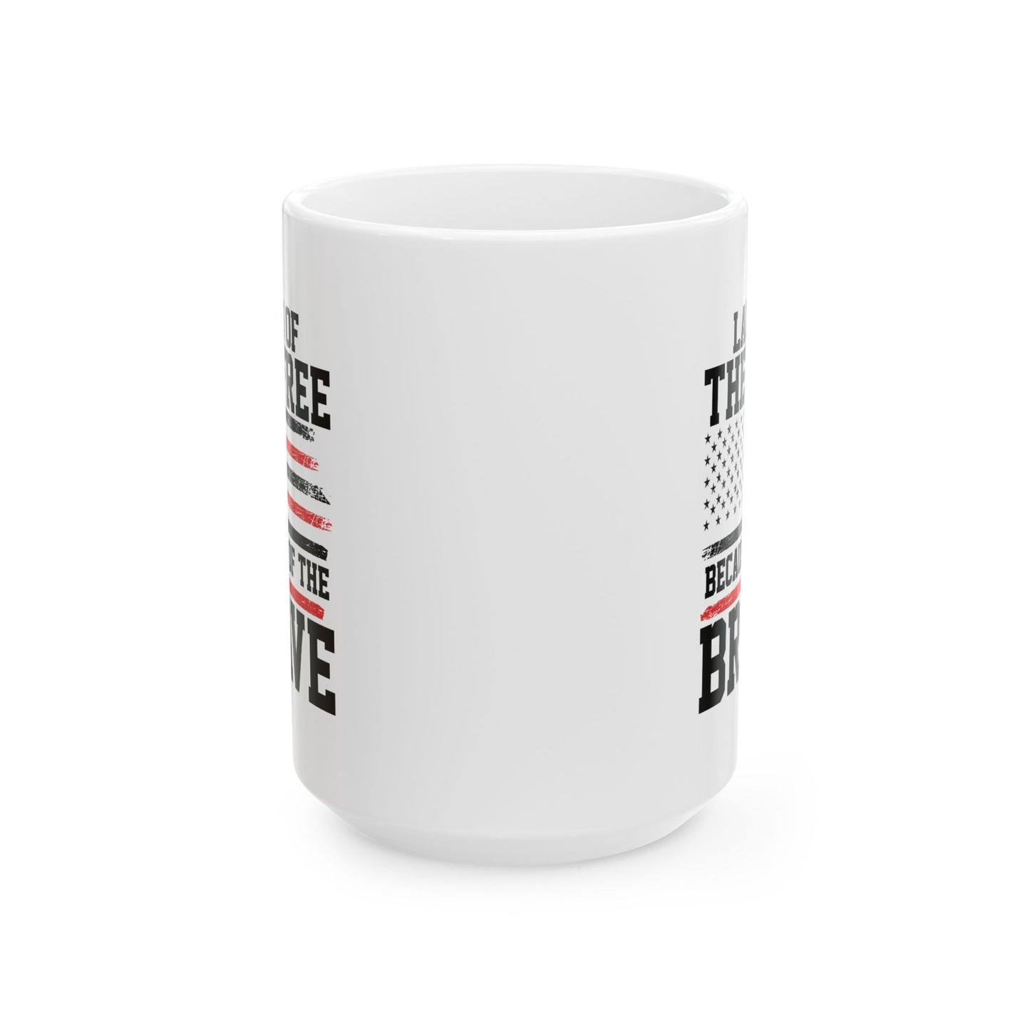 Land of the Free Because of the Brave Mug – White Patriotic Coffee Cup for Veterans, Military, 4th of July, Memorial Day, Independence Day – USA Flag Gift for Men & Women