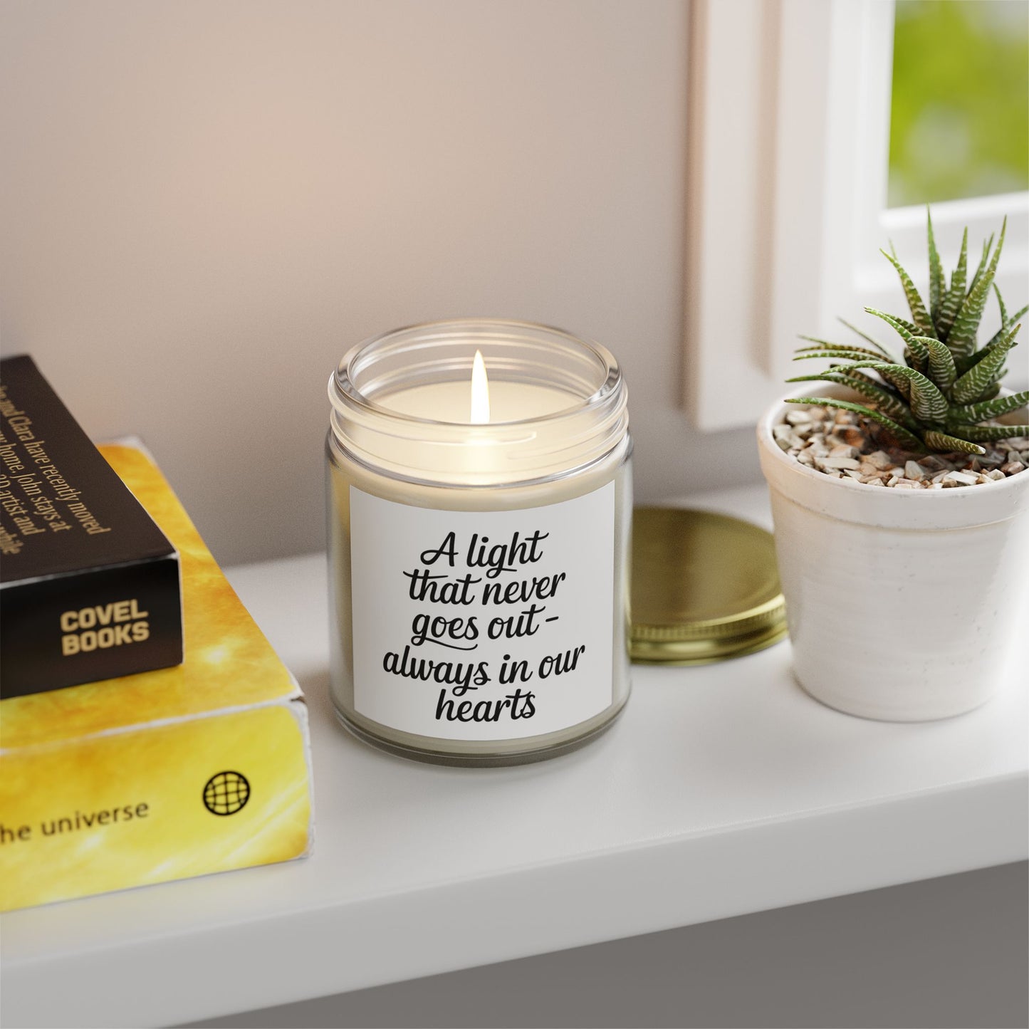 A Light That Never Goes Out Scented Candles, Coconut Apricot Wax (4oz, 9oz)