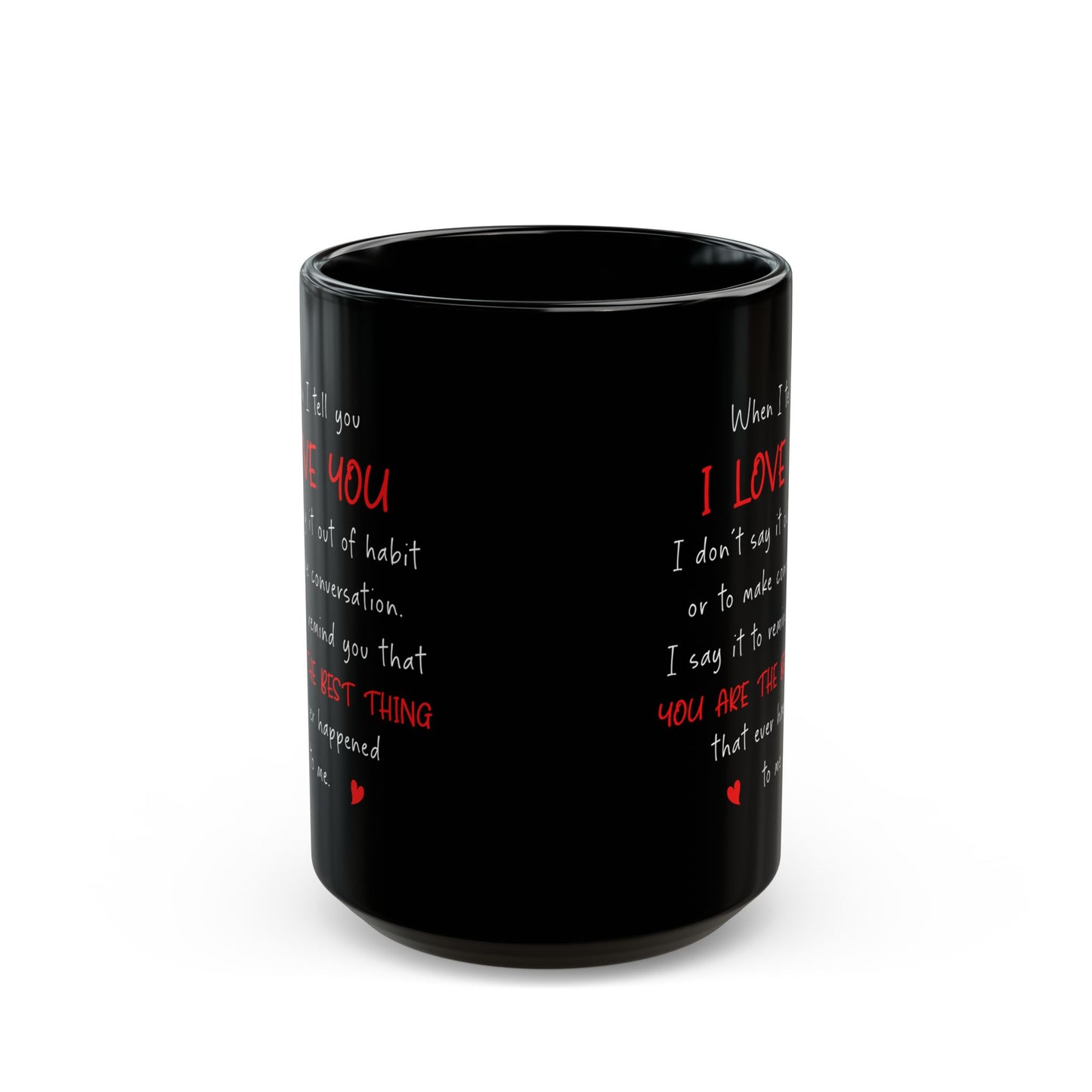 15oz Black I Love You Mug – Romantic Coffee Cup Gift for Partner