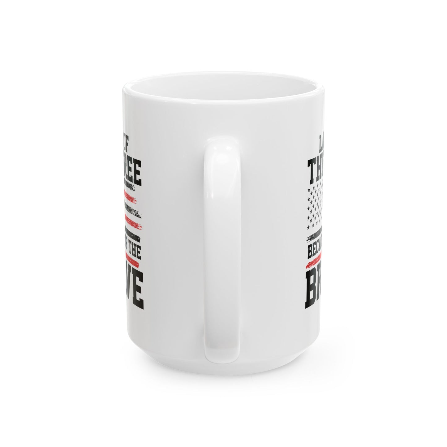 Land of the Free Because of the Brave Mug – White Patriotic Coffee Cup for Veterans, Military, 4th of July, Memorial Day, Independence Day – USA Flag Gift for Men & Women
