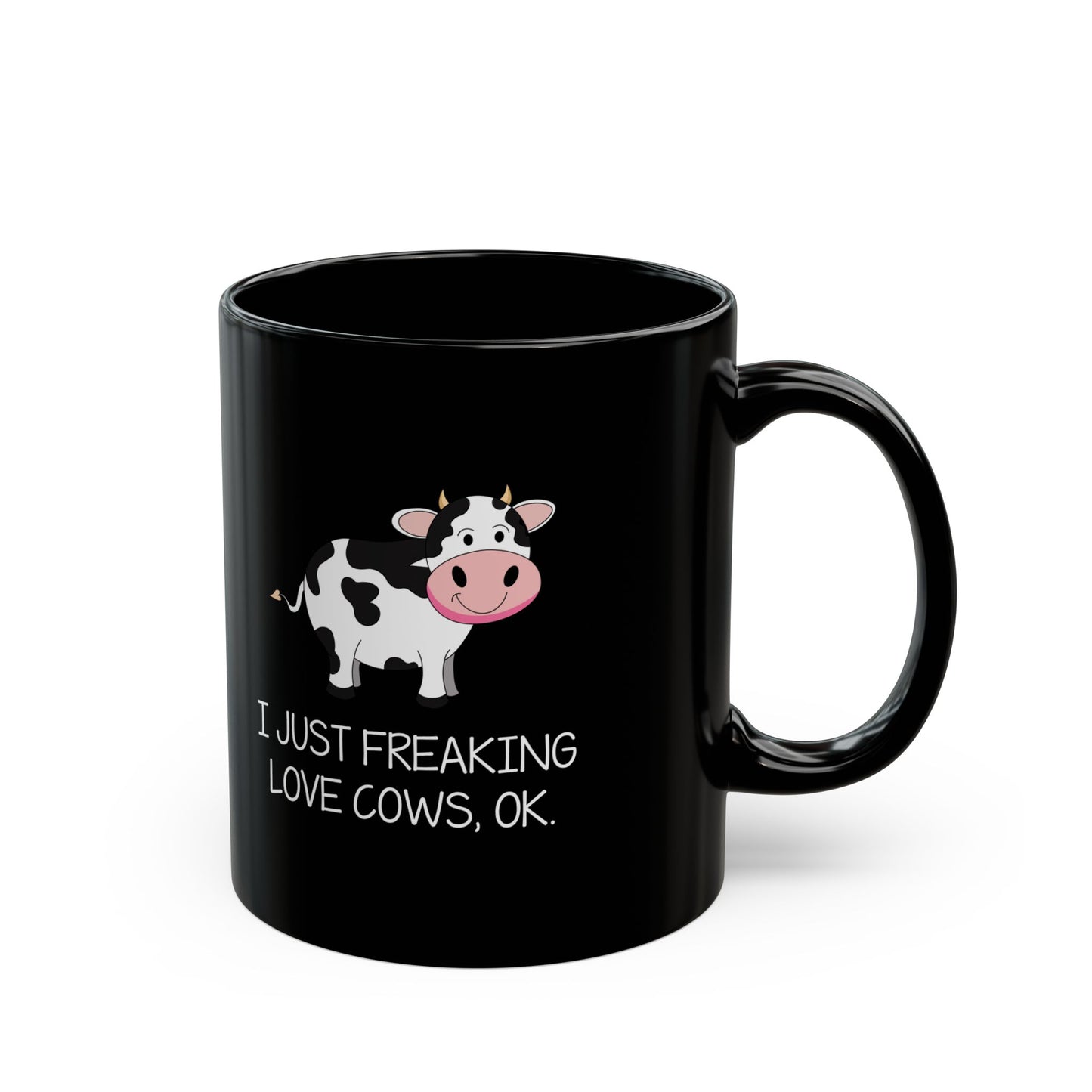 Funny Cow Mug – Black Ceramic Coffee Cup for Farm Life Fans, Cow Lovers, or Ranch Women