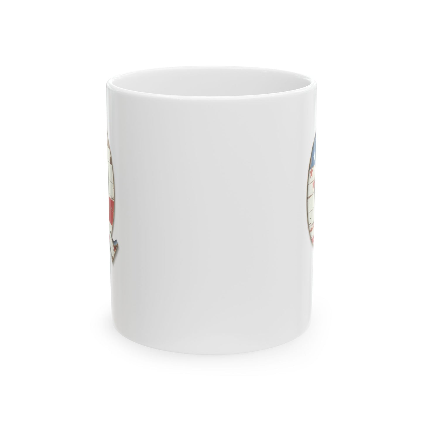 Mug - Patriotic American Flag Letter Q with Kevin Name - Vintage Red, White, and Blue Design