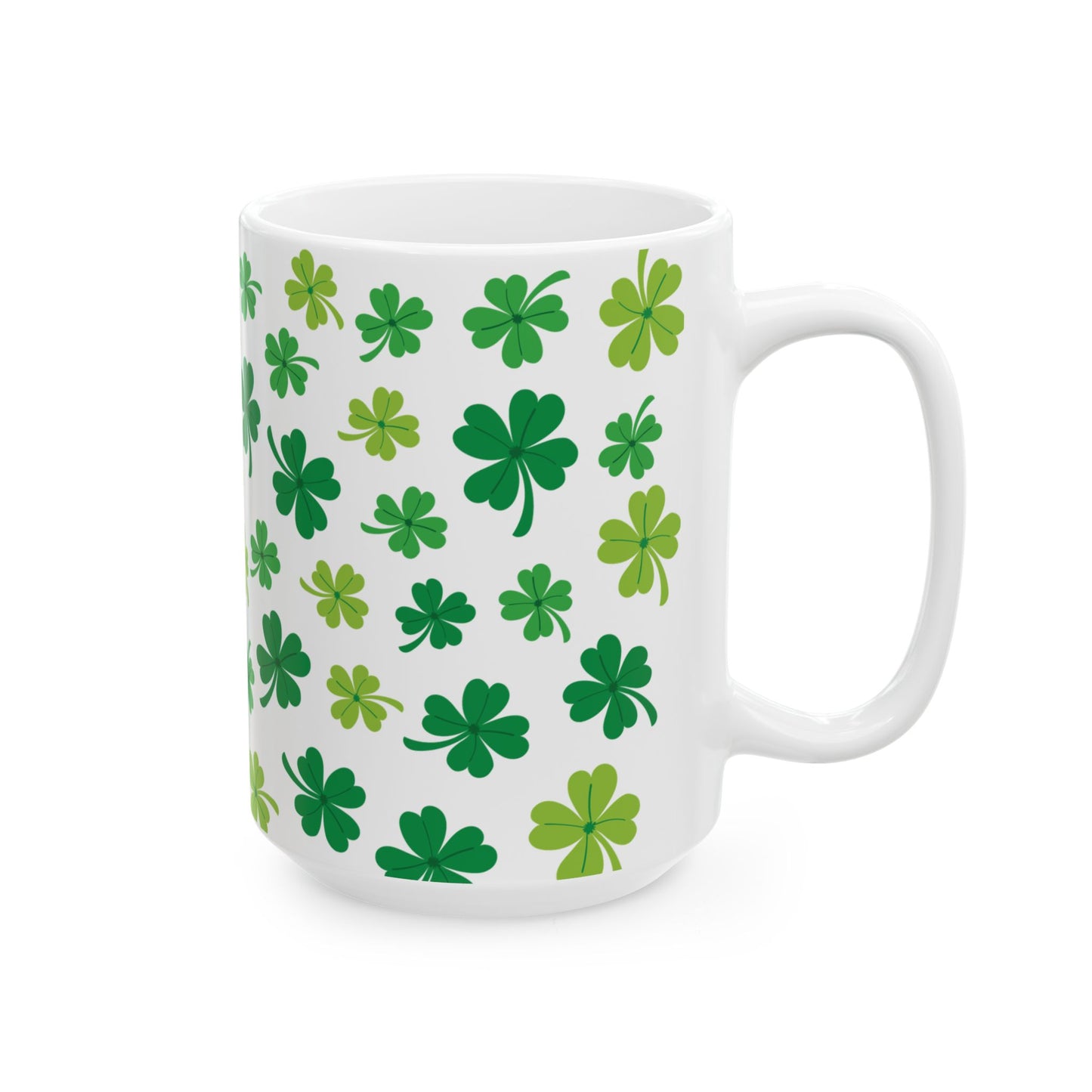 White Shamrock Mug – St. Patrick’s Day Lucky Clover Coffee Cup Gift