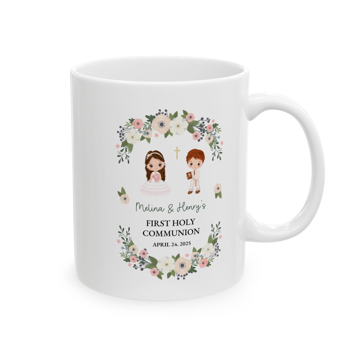 First Holy Communion Mug – Personalized Gift for Melina & Henry