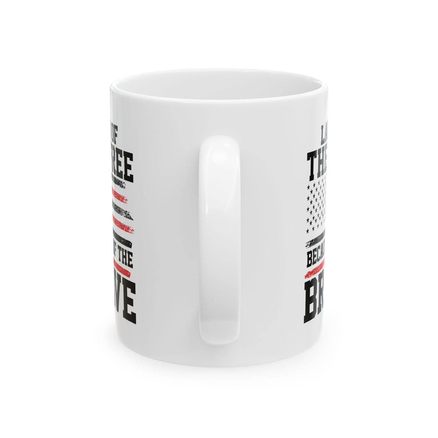 Land of the Free Because of the Brave Mug – White Patriotic Coffee Cup for Veterans, Military, 4th of July, Memorial Day, Independence Day – USA Flag Gift for Men & Women