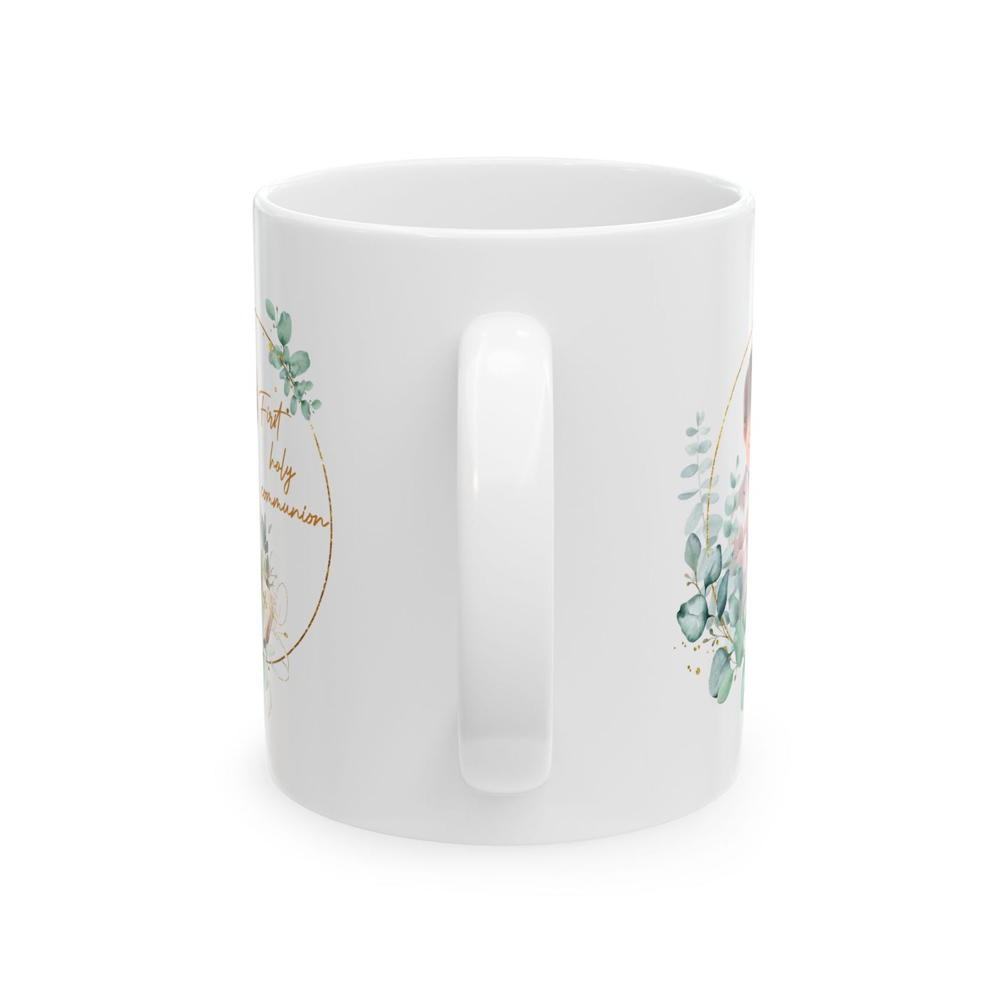 First Communion Mug for Boy – Elegant Eucalyptus Prayer Design