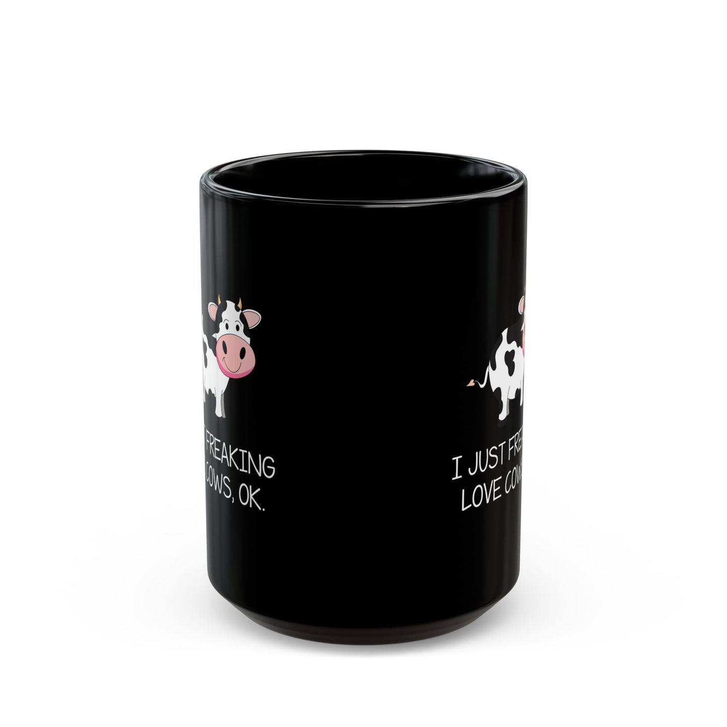 Funny Cow Mug – Black Ceramic Coffee Cup for Farm Life Fans, Cow Lovers, or Ranch Women