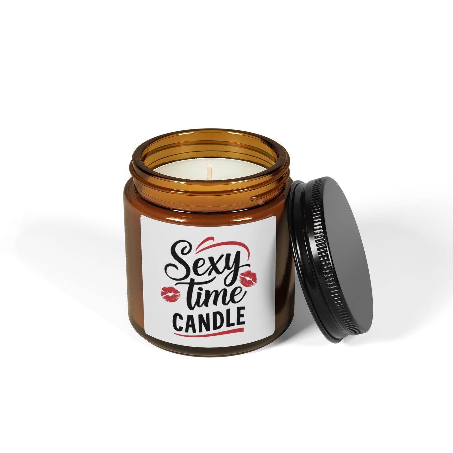 Sexy Time Candle – Flirty Amber Jar Candle with Kiss Marks Romantic & Funny Gift for Couples