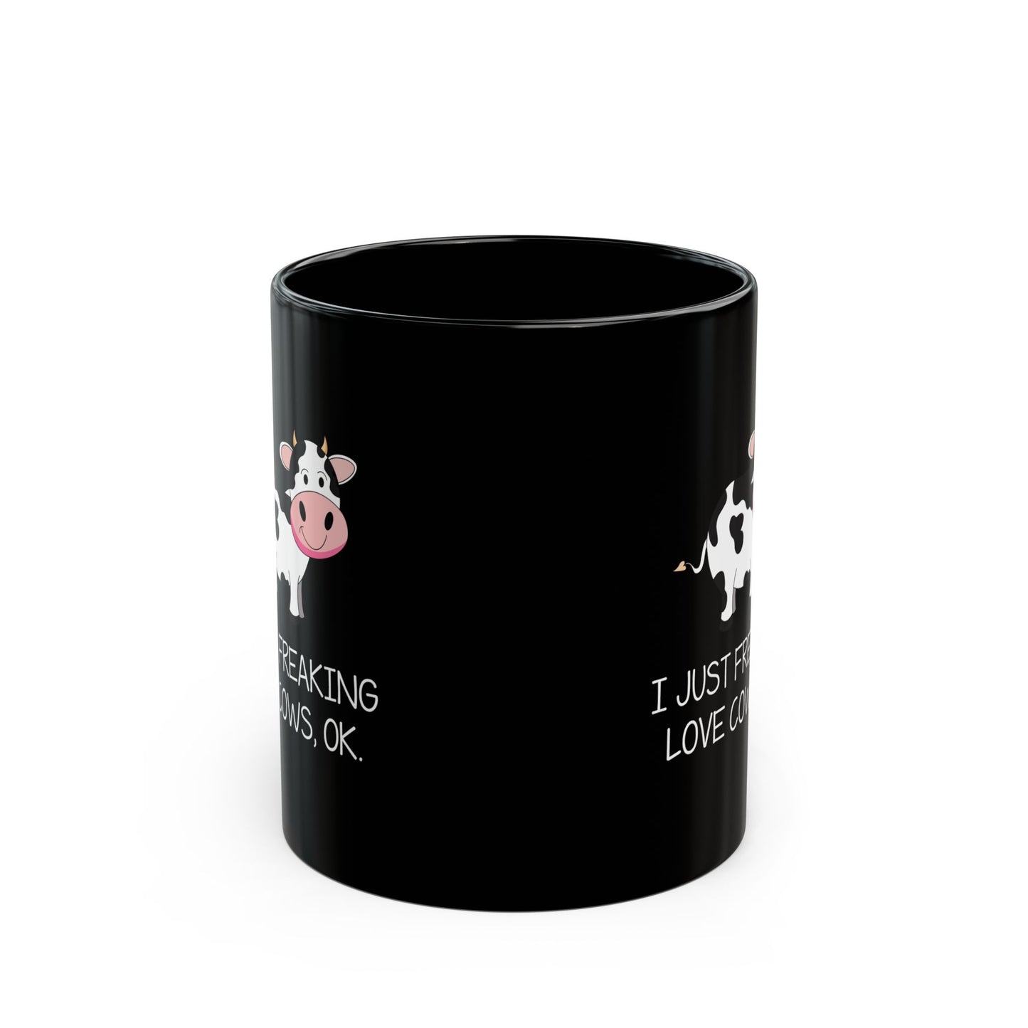 Funny Cow Mug – Black Ceramic Coffee Cup for Farm Life Fans, Cow Lovers, or Ranch Women