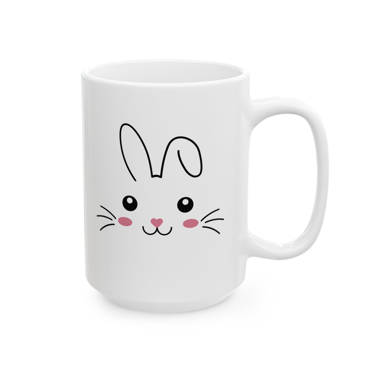 Cute Bunny Face White Mug – Adorable Easter Gift for Kids