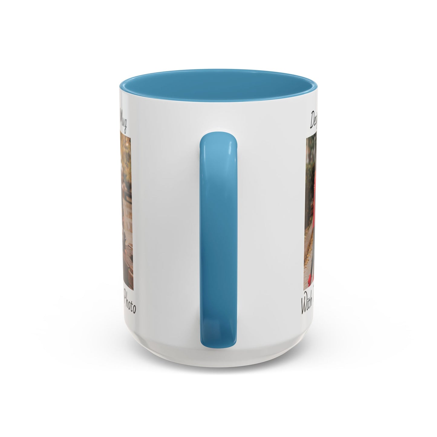 Family Fall Fashion - Mom, Dad, and Daughter in Stylish Outerwear Outdoors Mug