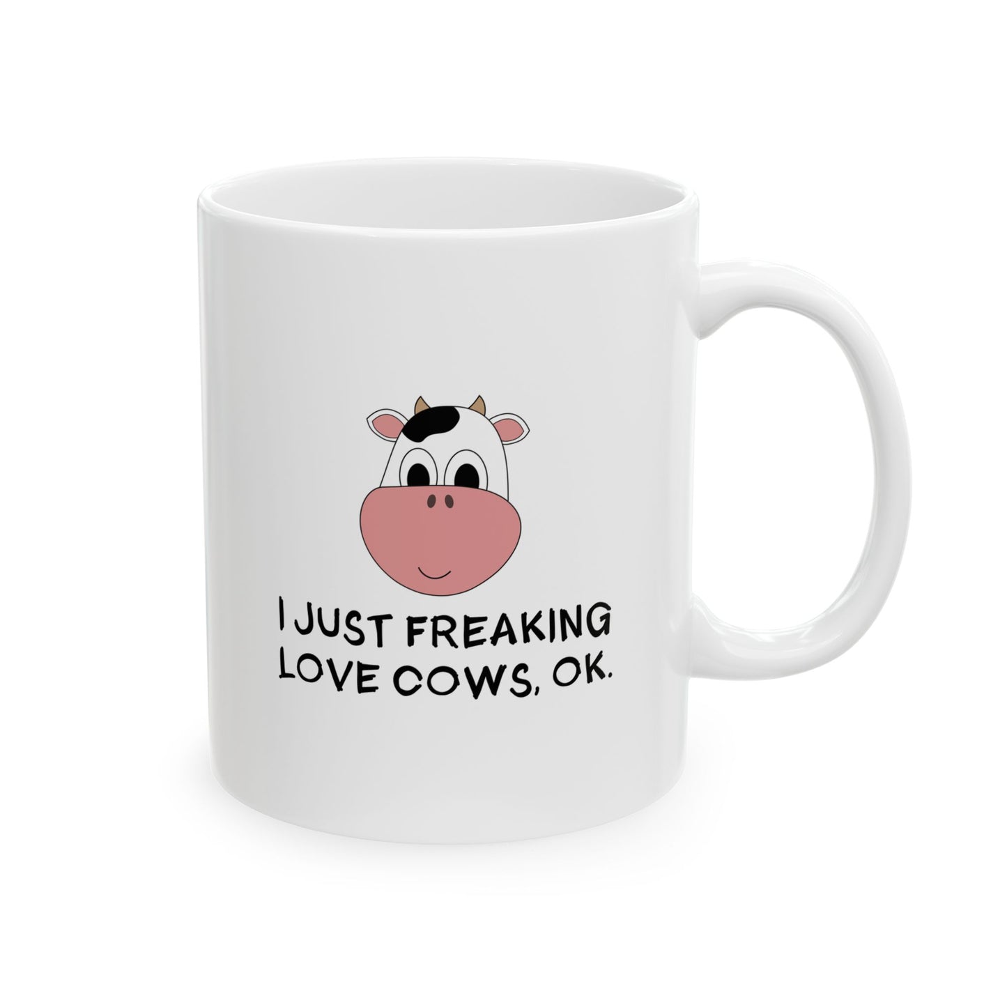 Funny Cow Mug – Cute White Coffee Cup with Cartoon Cow Face