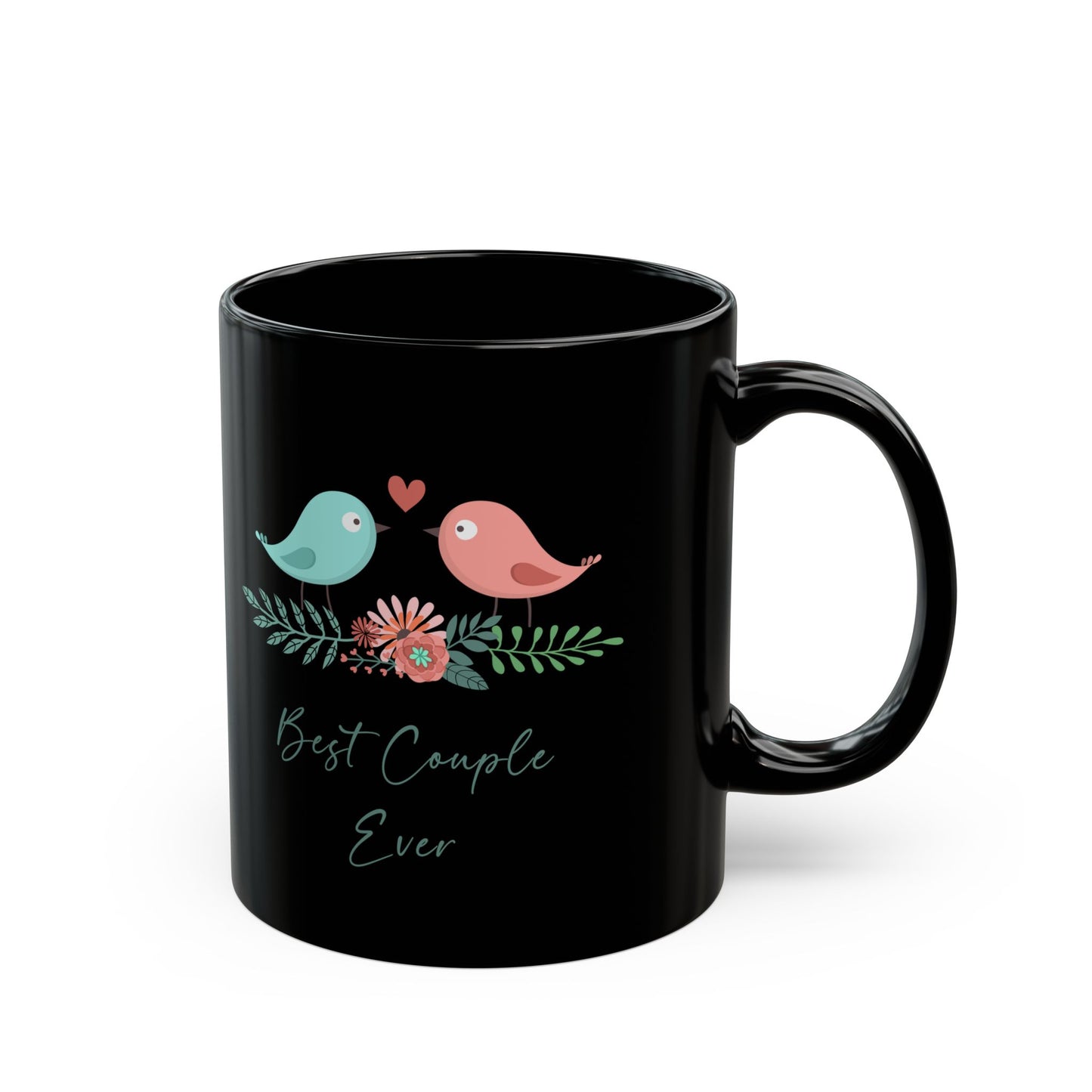 Best Couple Ever Black Mug – Cute Birds Romantic Gift for Couples