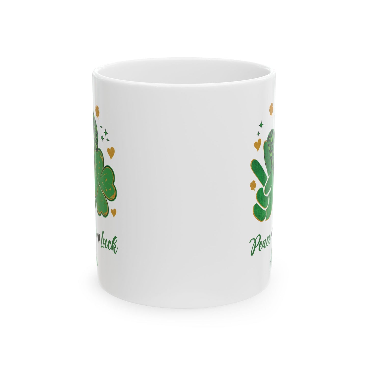 Peace Love Luck St Patrick's Day Mug – Personalized Shamrock Gift