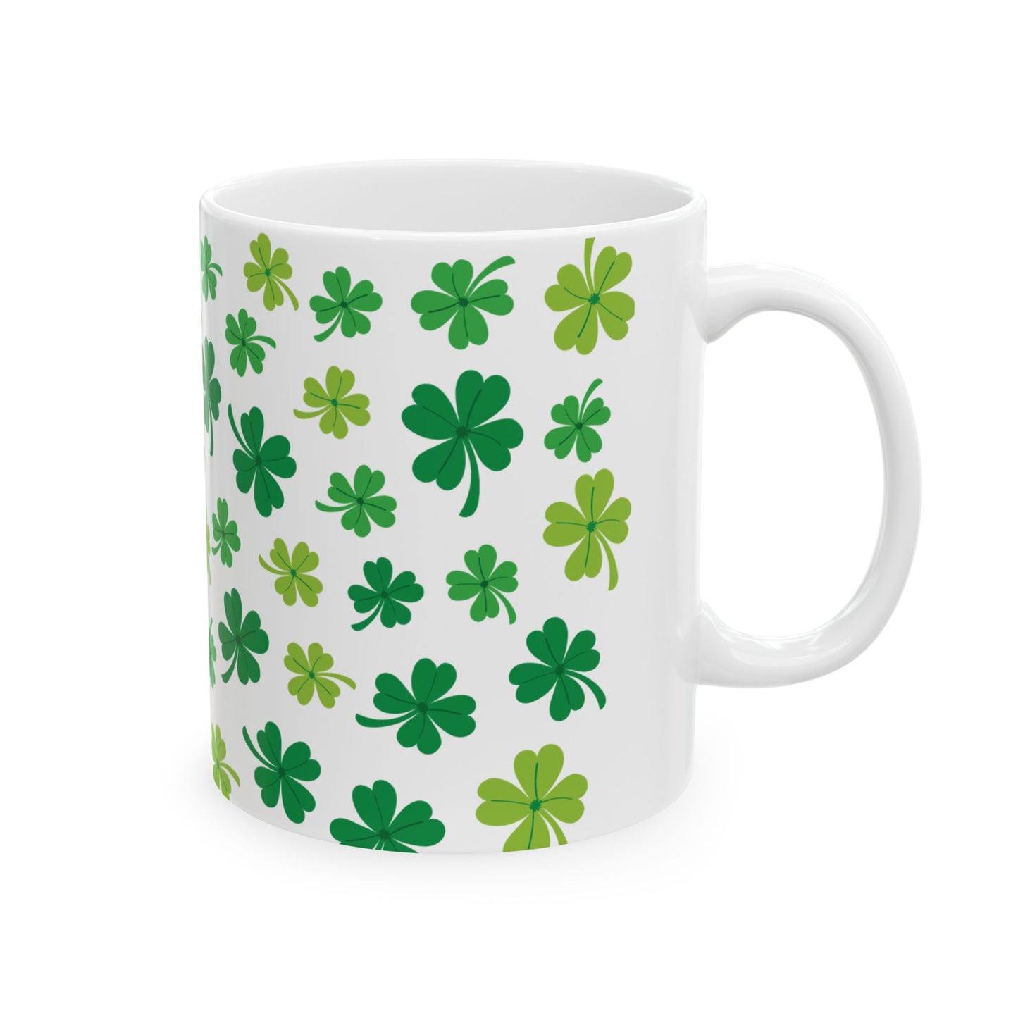 White Shamrock Mug – St. Patrick’s Day Lucky Clover Coffee Cup Gift