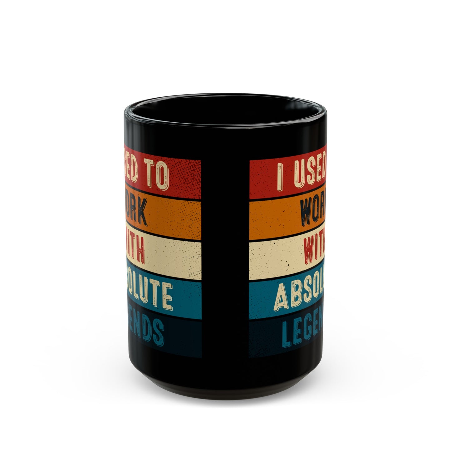 I Used to Work with Absolute Legends Mug – Black with Colorful Retro Accents