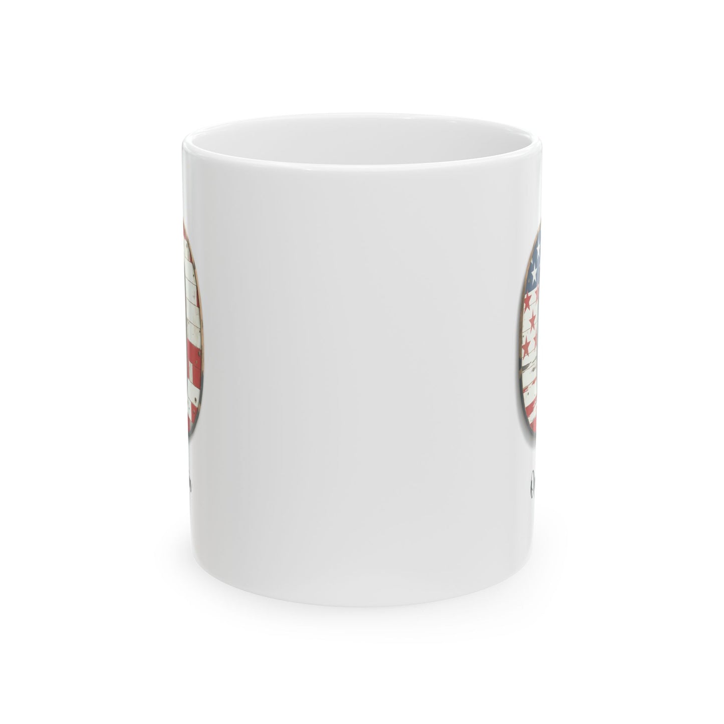 Mug - Patriotic American Flag Letter O with Kevin Name - Vintage Red, White, and Blue Design