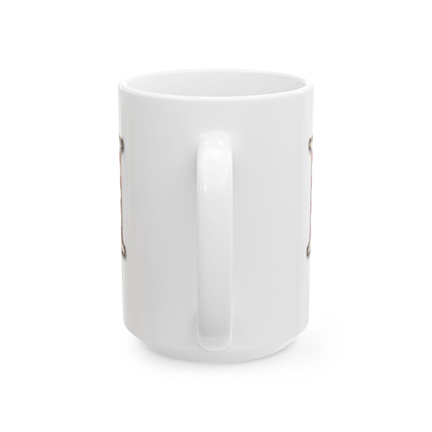Mug - Patriotic American Flag Letter I with Kevin Name - Vintage Red, White, and Blue Design