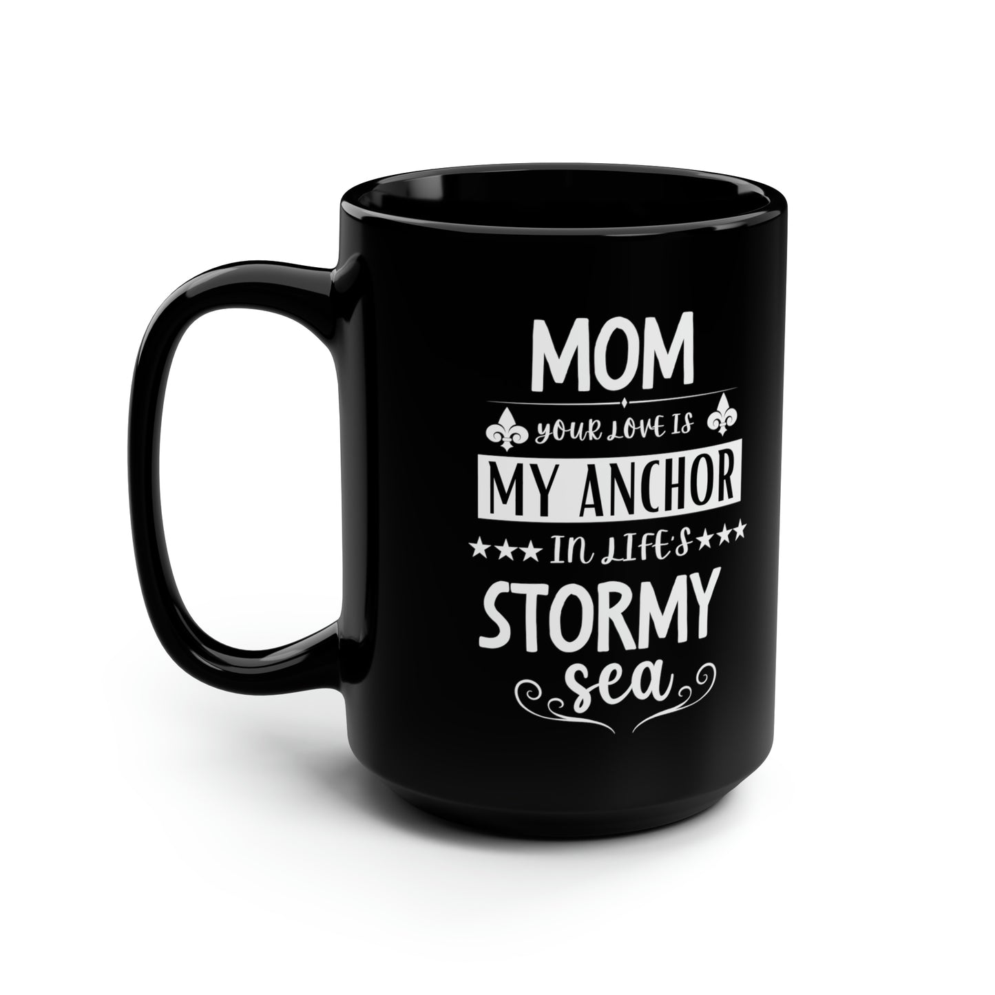 Black Anchor Mom Mug – Nautical-Themed Coffee Cup Meaningful Gift for Mom