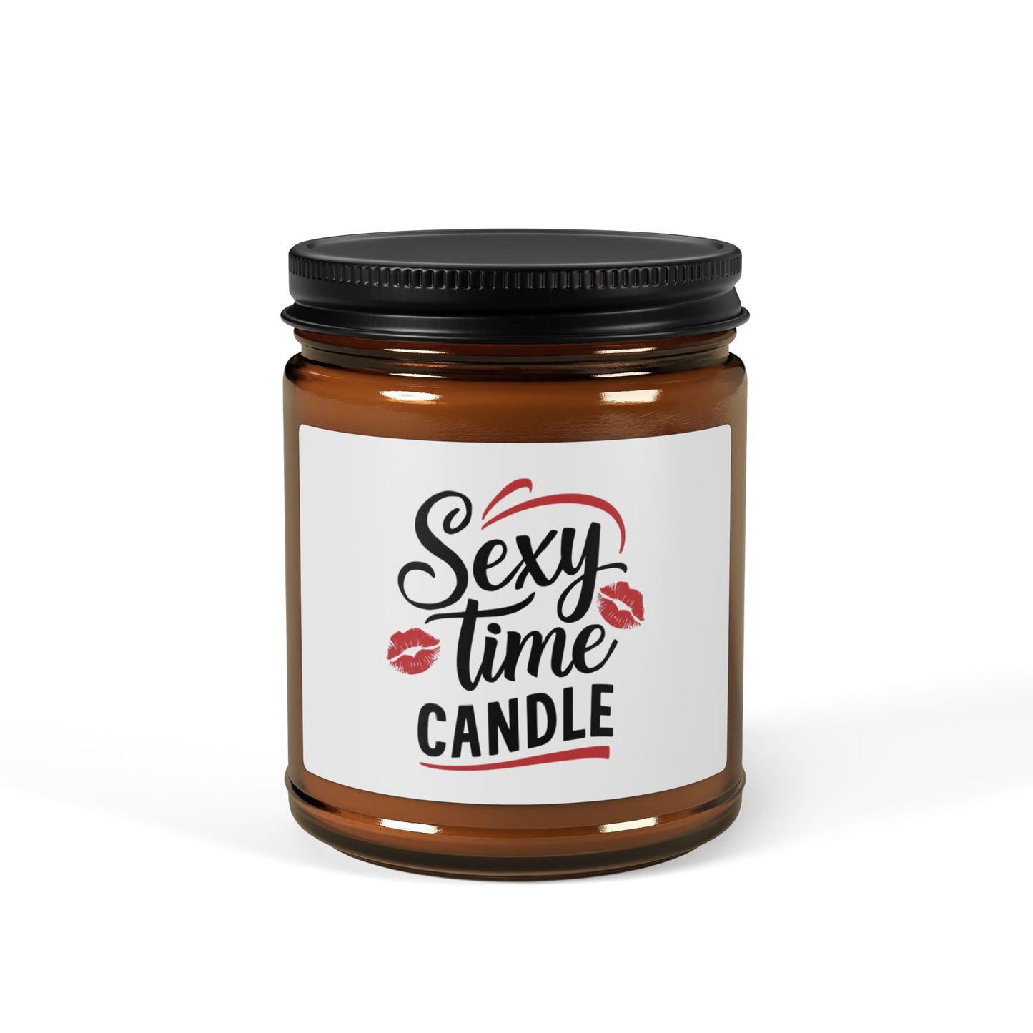 Sexy Time Candle – Flirty Amber Jar Candle with Kiss Marks Romantic & Funny Gift for Couples
