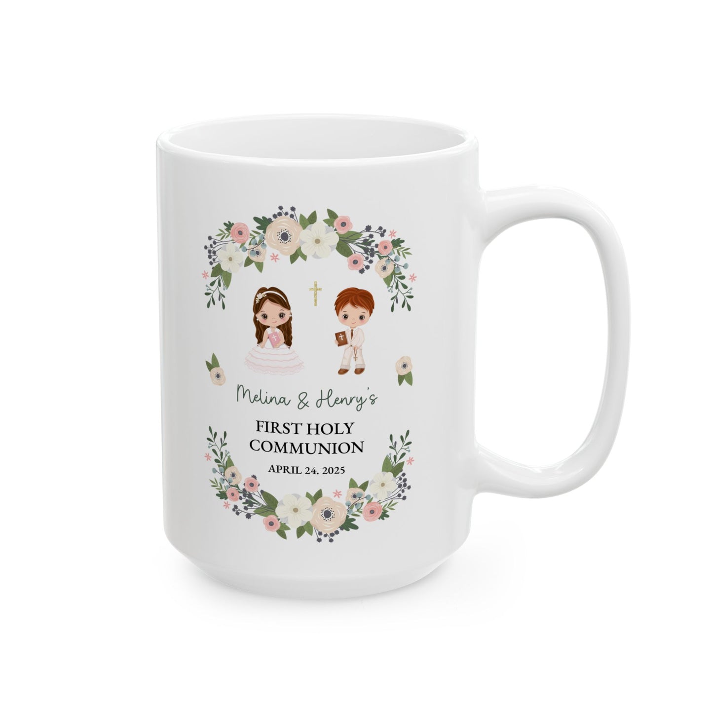 First Holy Communion Mug – Personalized Gift for Melina & Henry