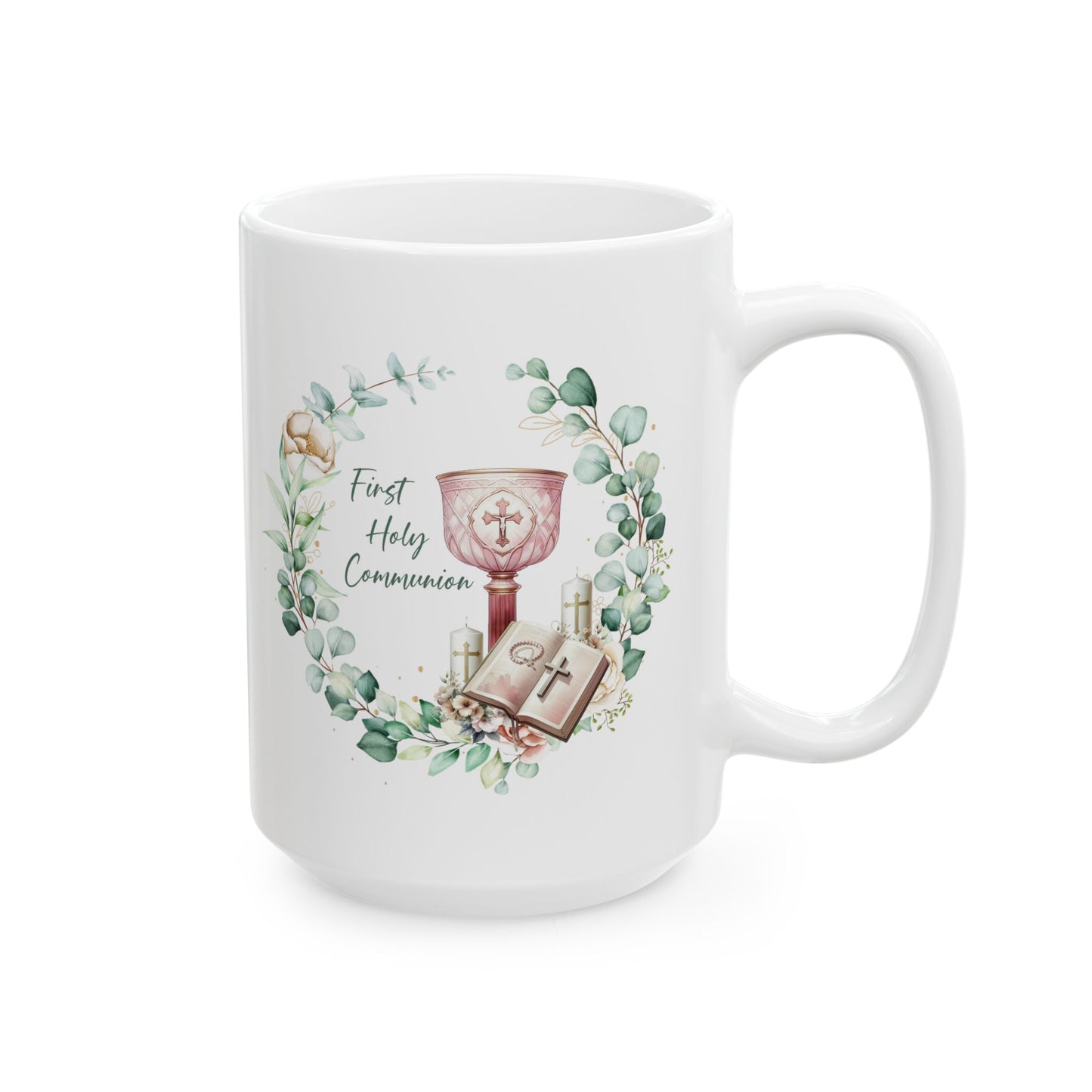 Elegant First Holy Communion Mug – Chalice and Bible Design