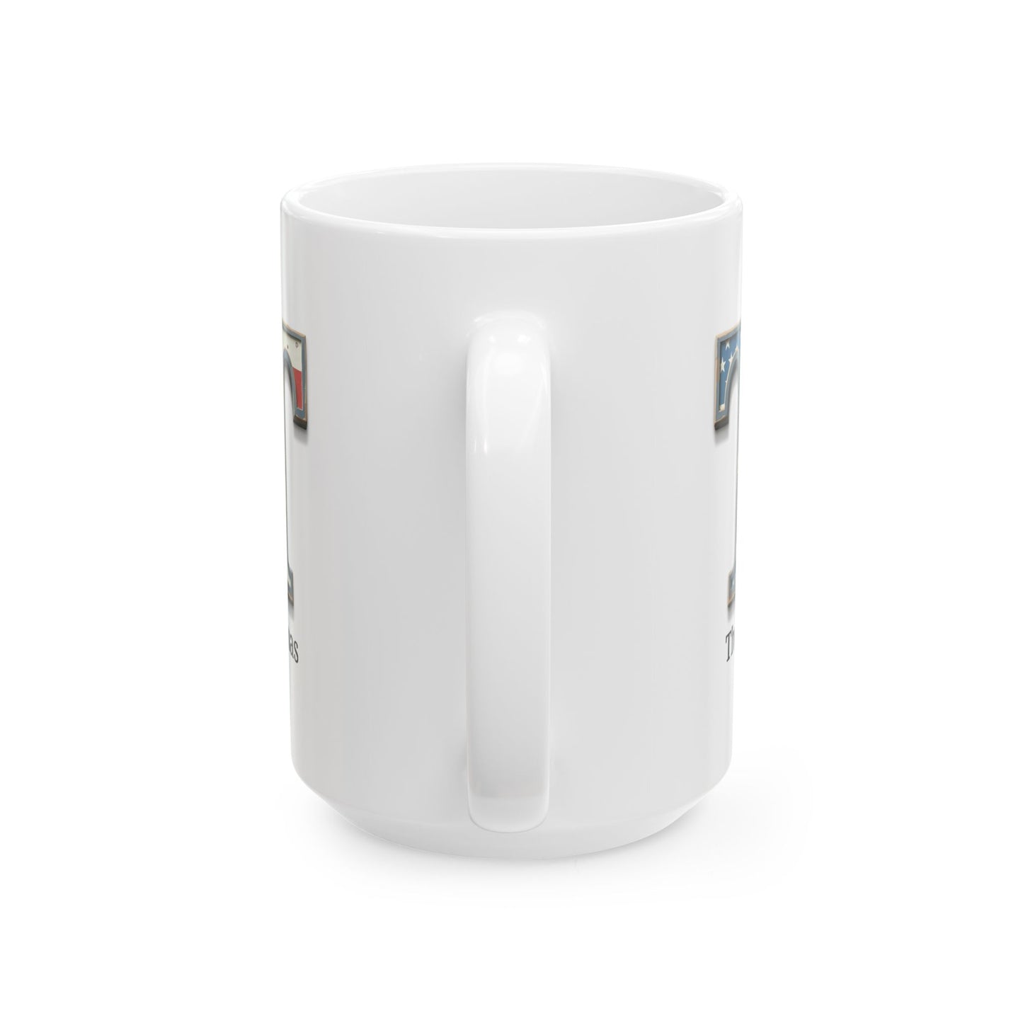 White American Flag Mug with Letter T and Name Thomas Personalized Patriotic Coffee Cup Gift for Men Veterans or Proud Americans