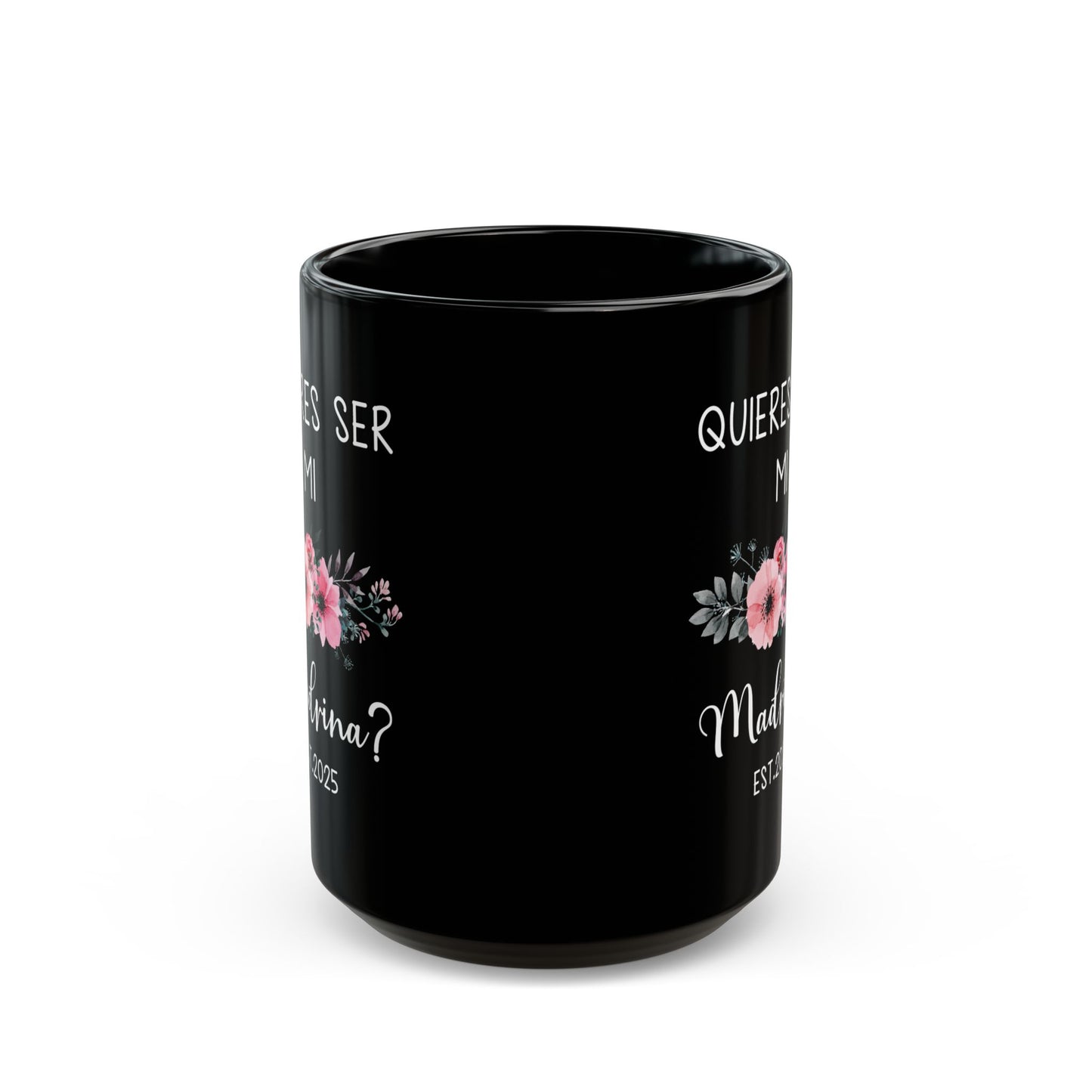 ¿Quieres Ser Mi Madrina Mug – Black Spanish Godmother Gift 2025