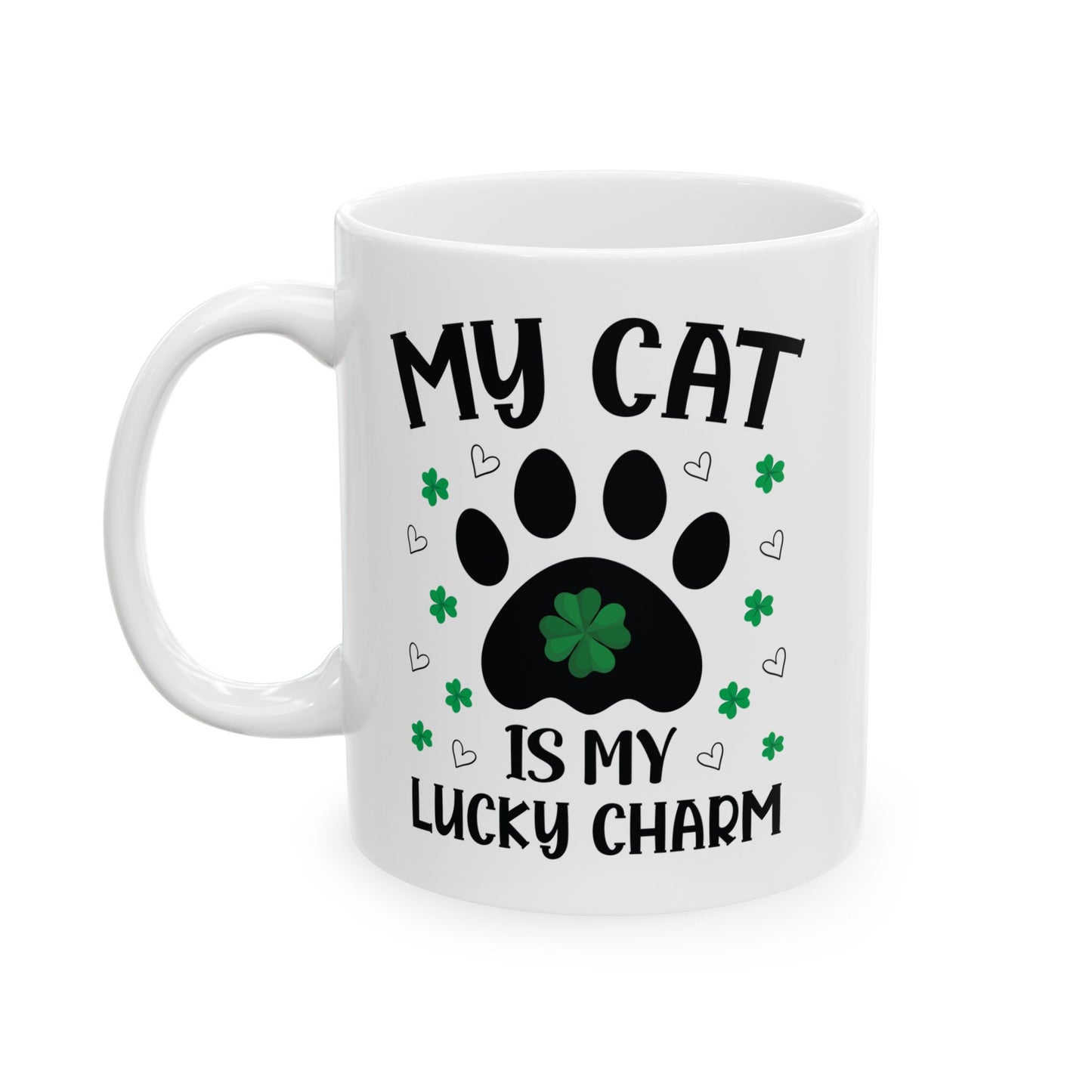 My Cat Is My Lucky Charm Mug – St Patrick’s Day Gift for Cat Moms