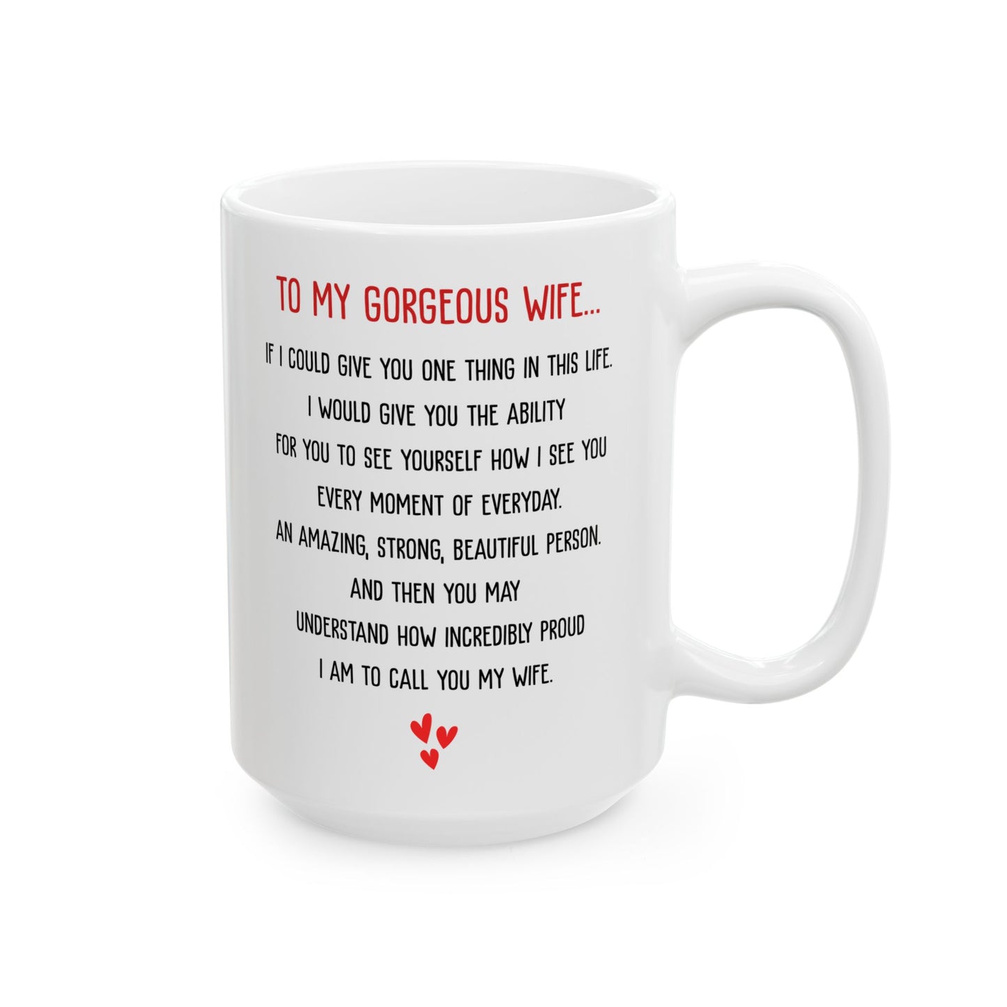 To My Gorgeous Wife Mug – Romantic Coffee Cup Gift for Wife – Love Message from Husband – Anniversary, Birthday or Valentine’s Gift Idea