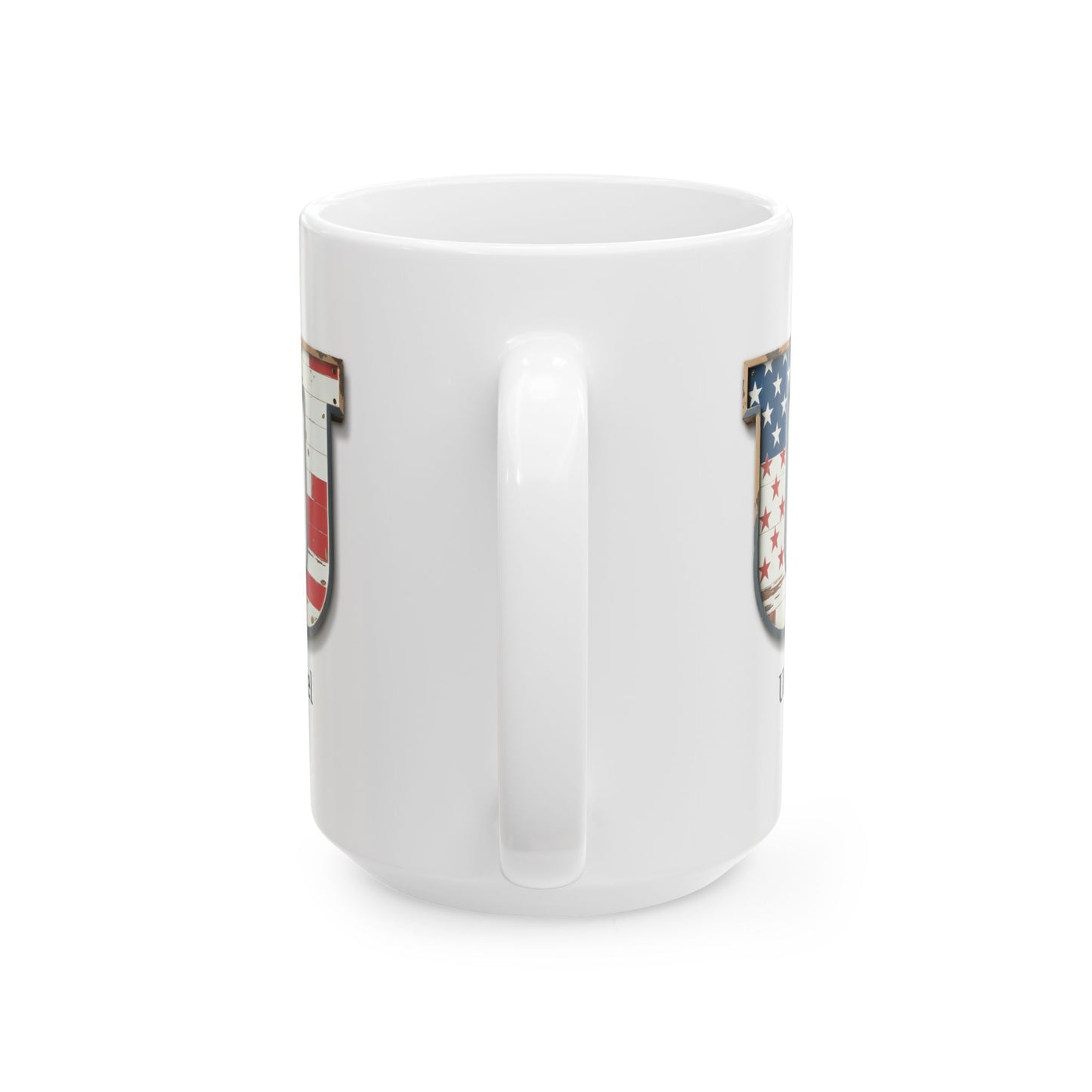 White American Flag Mug with Letter U and Name Uriel Personalized Patriotic Coffee Cup Gift for Men Veterans or USA Flag Lovers