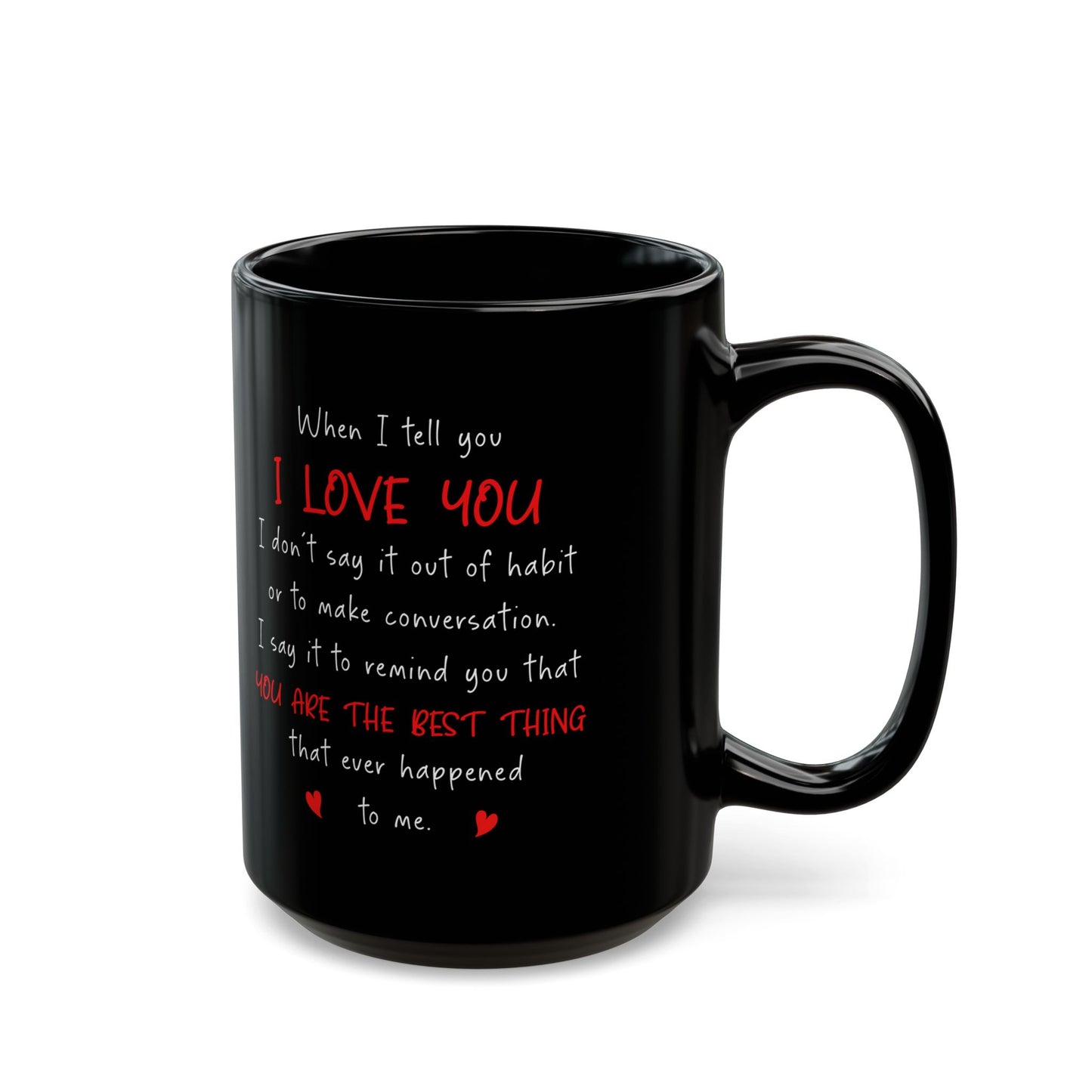 15oz Black I Love You Mug – Romantic Coffee Cup Gift for Partner