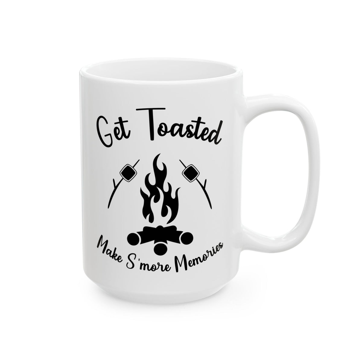 Minimalist Black and White Camping Design Ceramic Mug, (11oz, 15oz)