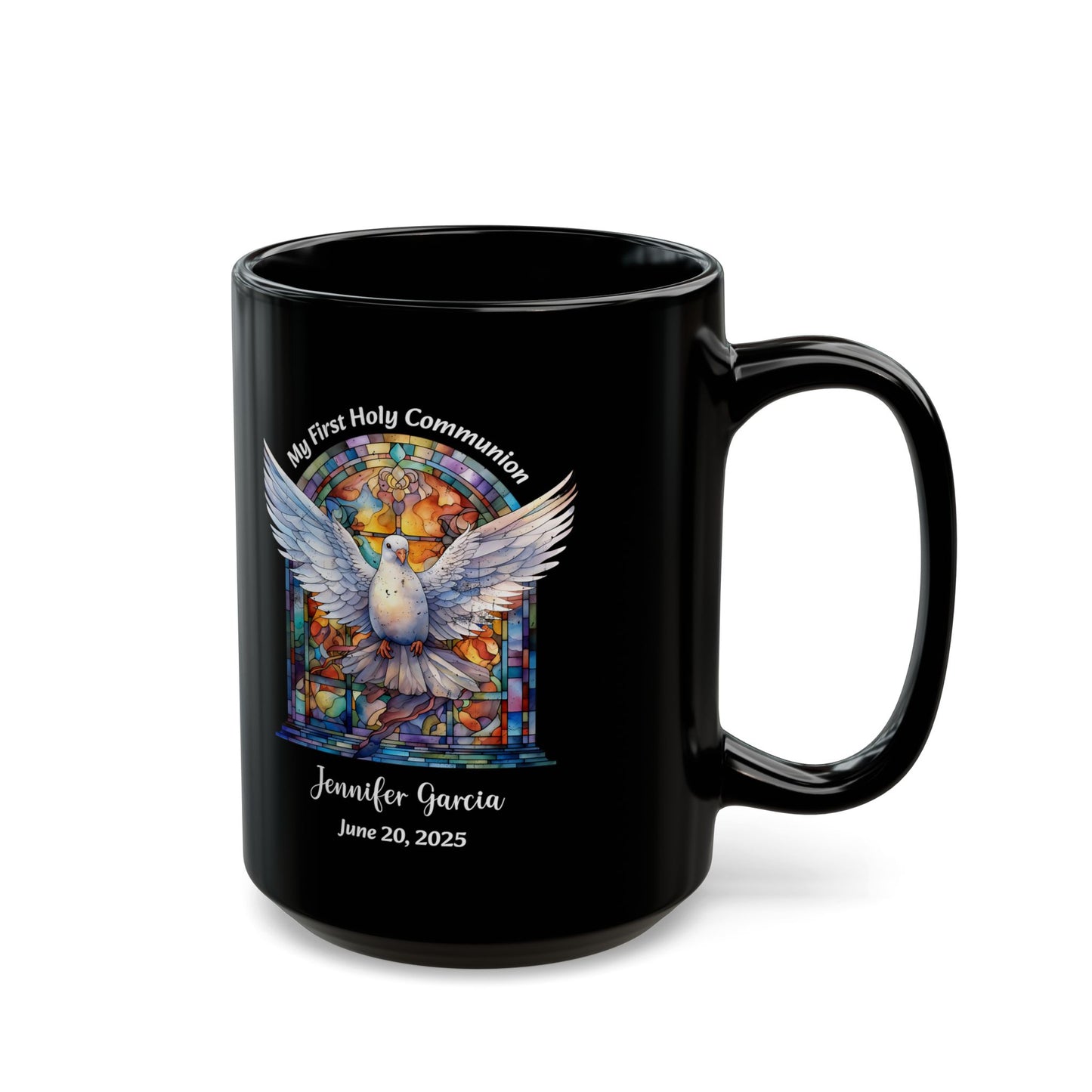 Black First Communion Mug – Personalized Gift for Girl