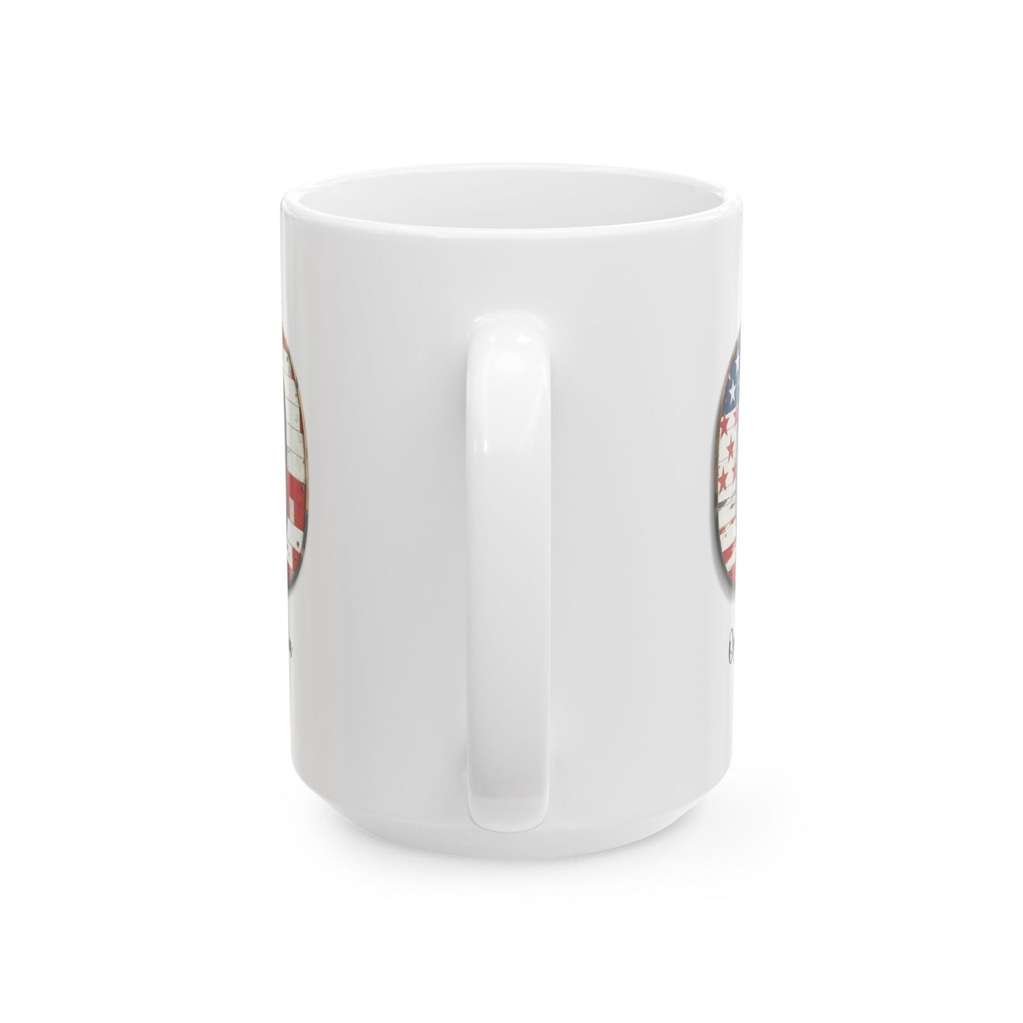 Mug - Patriotic American Flag Letter O with Kevin Name - Vintage Red, White, and Blue Design