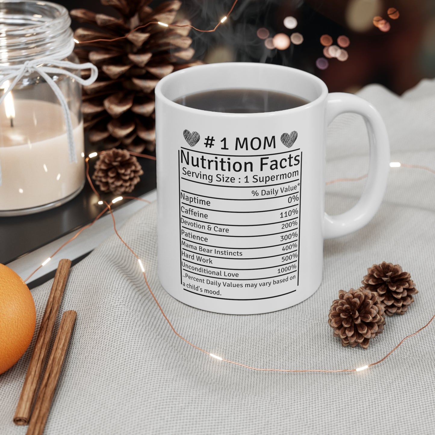 #1 Mom Nutrition Facts Coffee Mug – Funny Supermom Gift
