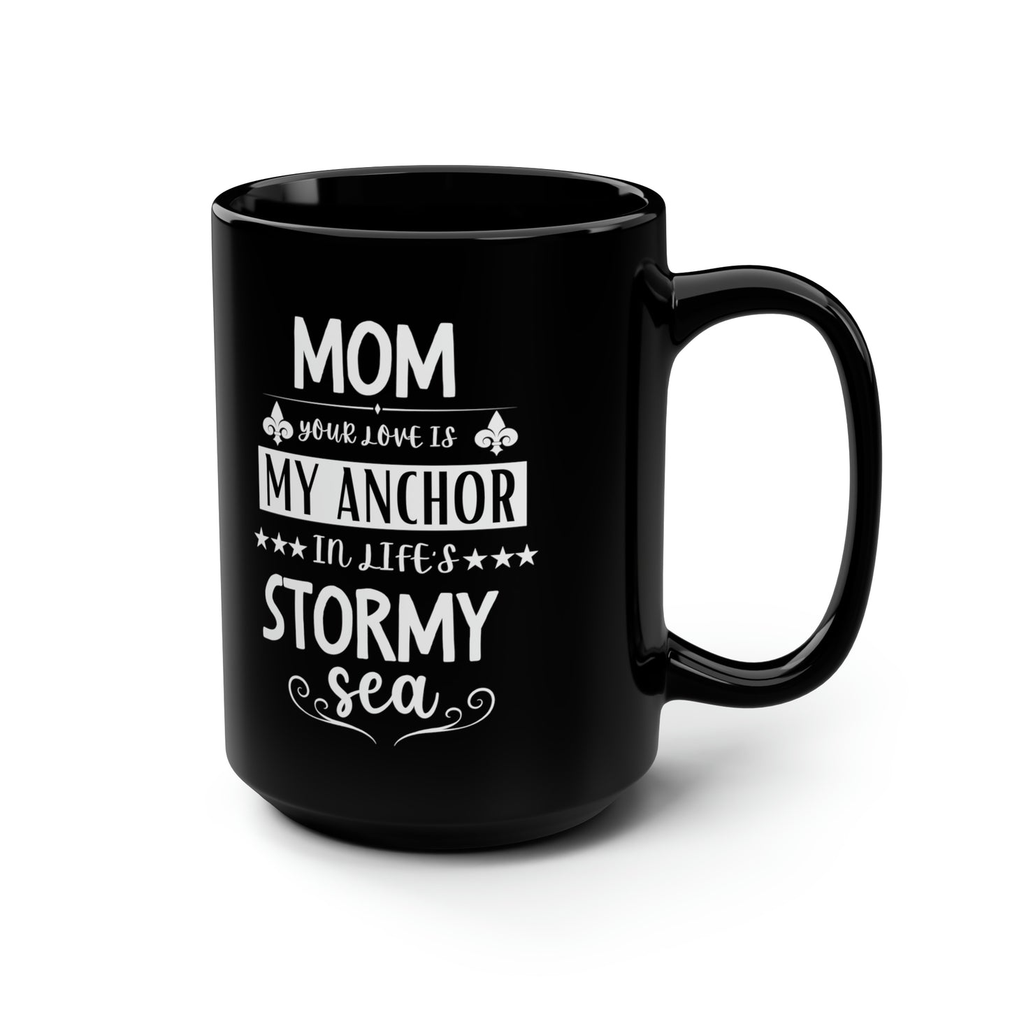 Black Anchor Mom Mug – Nautical-Themed Coffee Cup Meaningful Gift for Mom