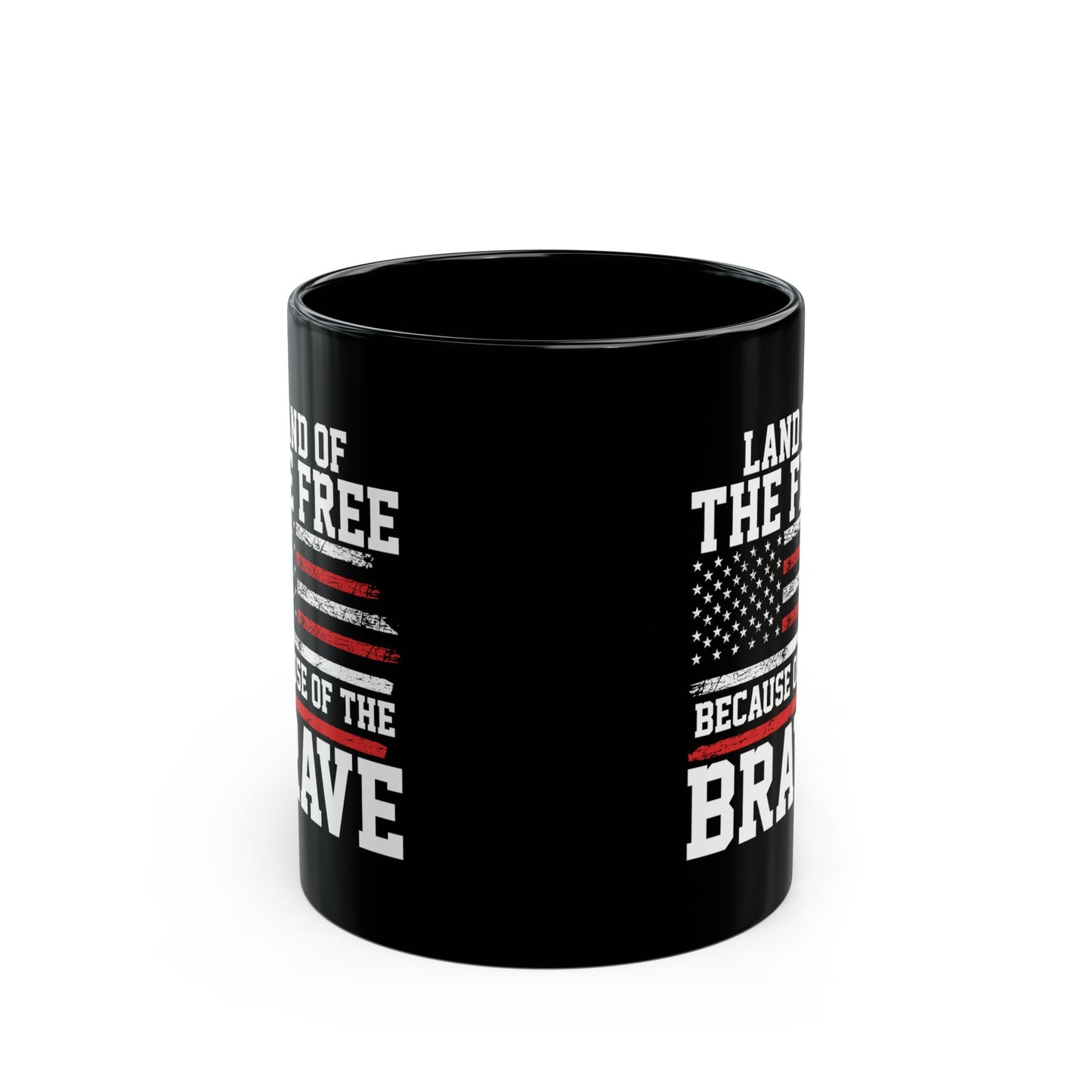 Land of the Free Because of the Brave Mug – Patriotic Coffee Cup Set (Black & White) – American Flag Gift for Veterans, Military, 4th of July, Memorial Day