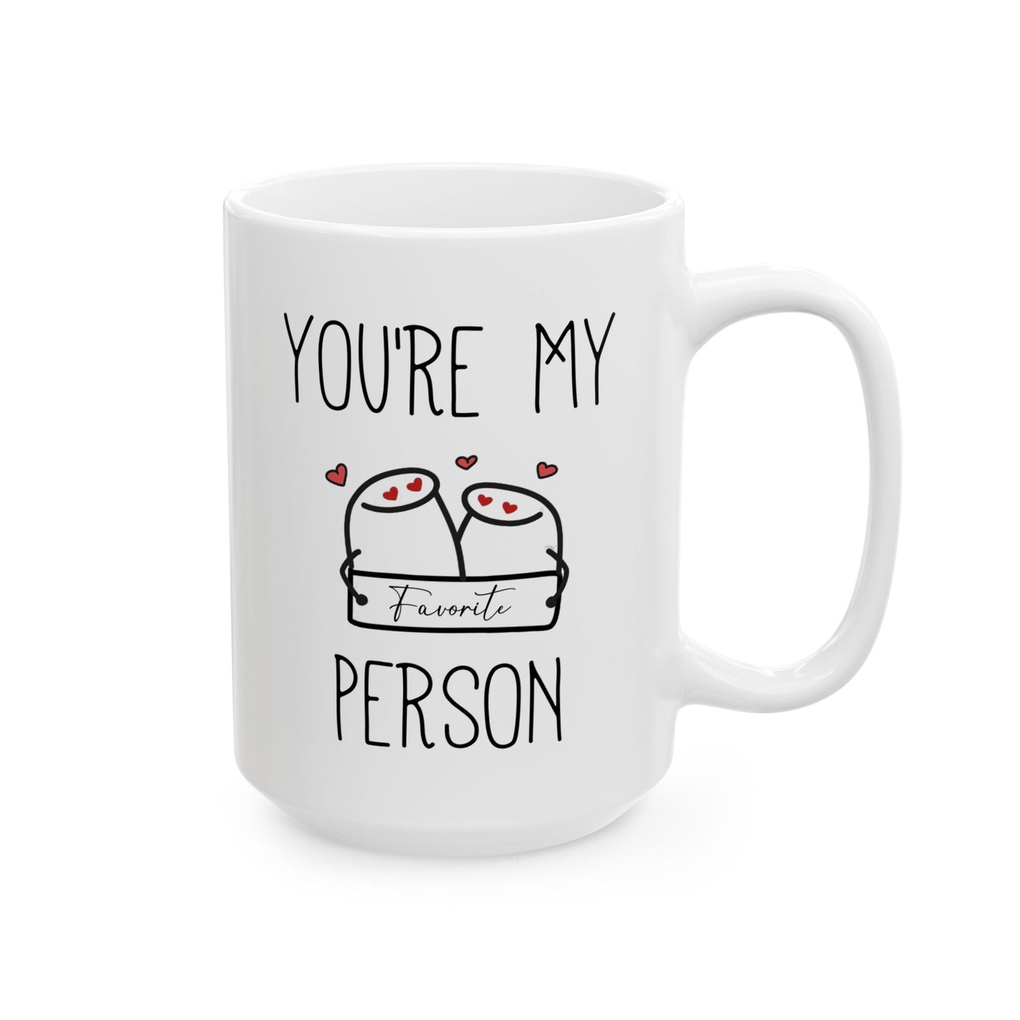 You're My Favorite Person Mug – Hugging Characters with Hearts – Cute Love Gift for Partner or Best Friend